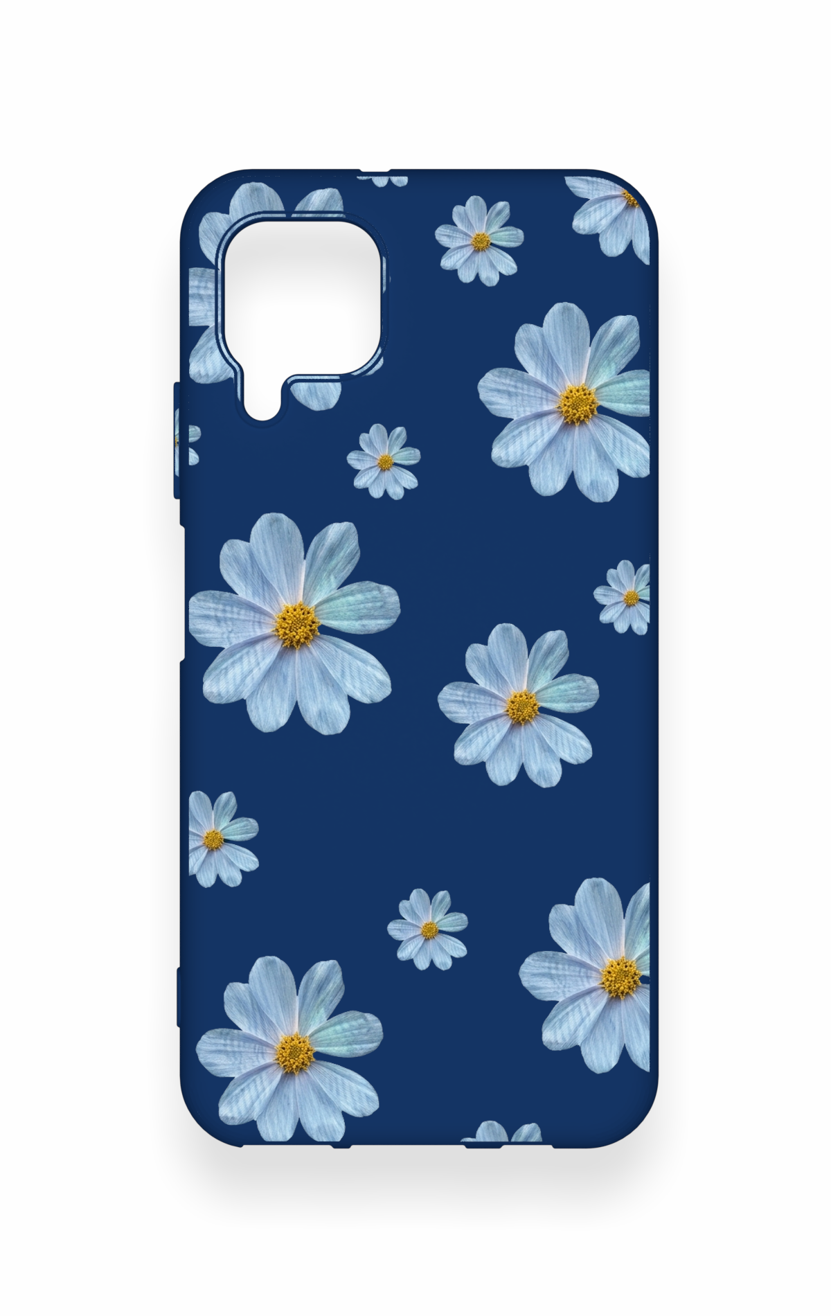 Huawei P40 Lite Uyumlu Mavi Papatya Desenli Silikon Kılıf