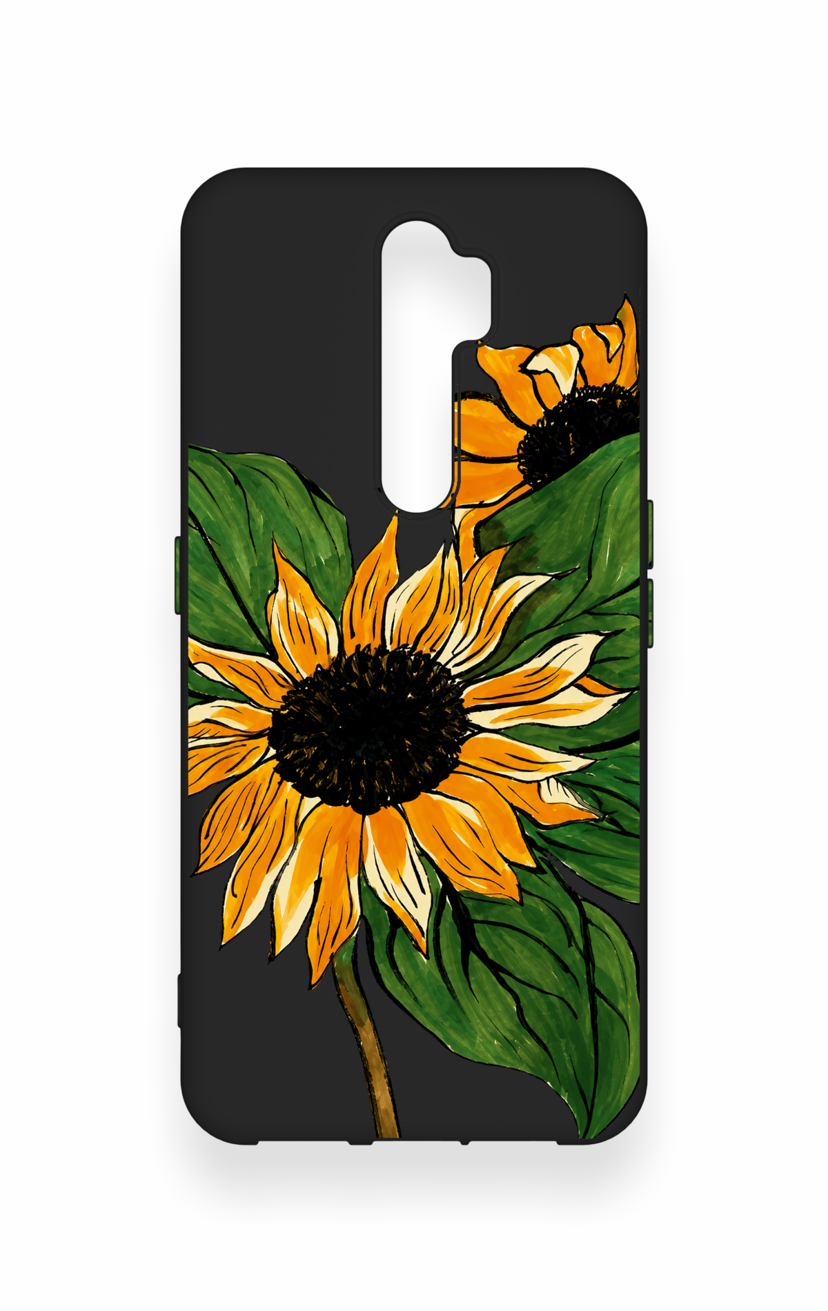 Oppo A5 2020 Uyumlu Ay Çiçeği Desenli Silikon Kılıf