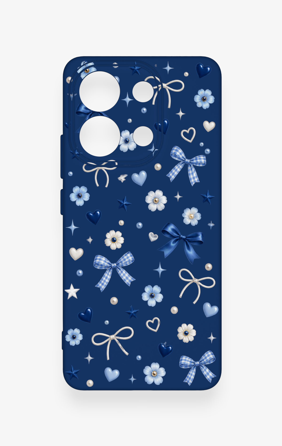 Redmi Note 13 4G Uyumlu Mavi Papatya Fiyonk Desenli Silikon Kılıf
