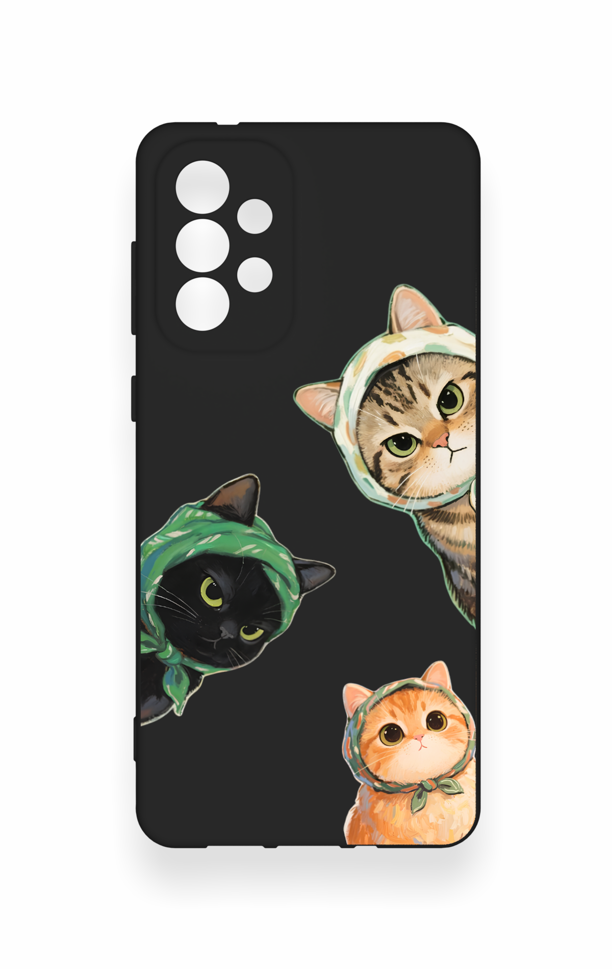 Samsung-A73 Uyumlu Kedi Ekibi Desenli Silikon Kılıf