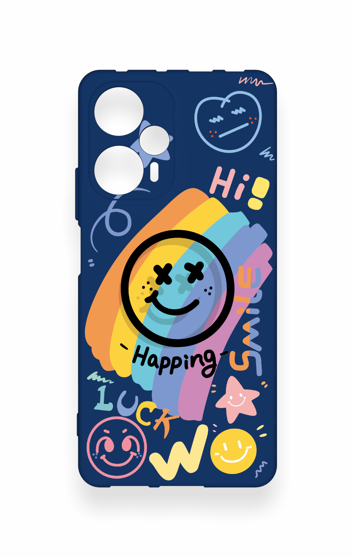 Poco F5 Uyumlu Happing Smile Desenli Silikon Kılıf