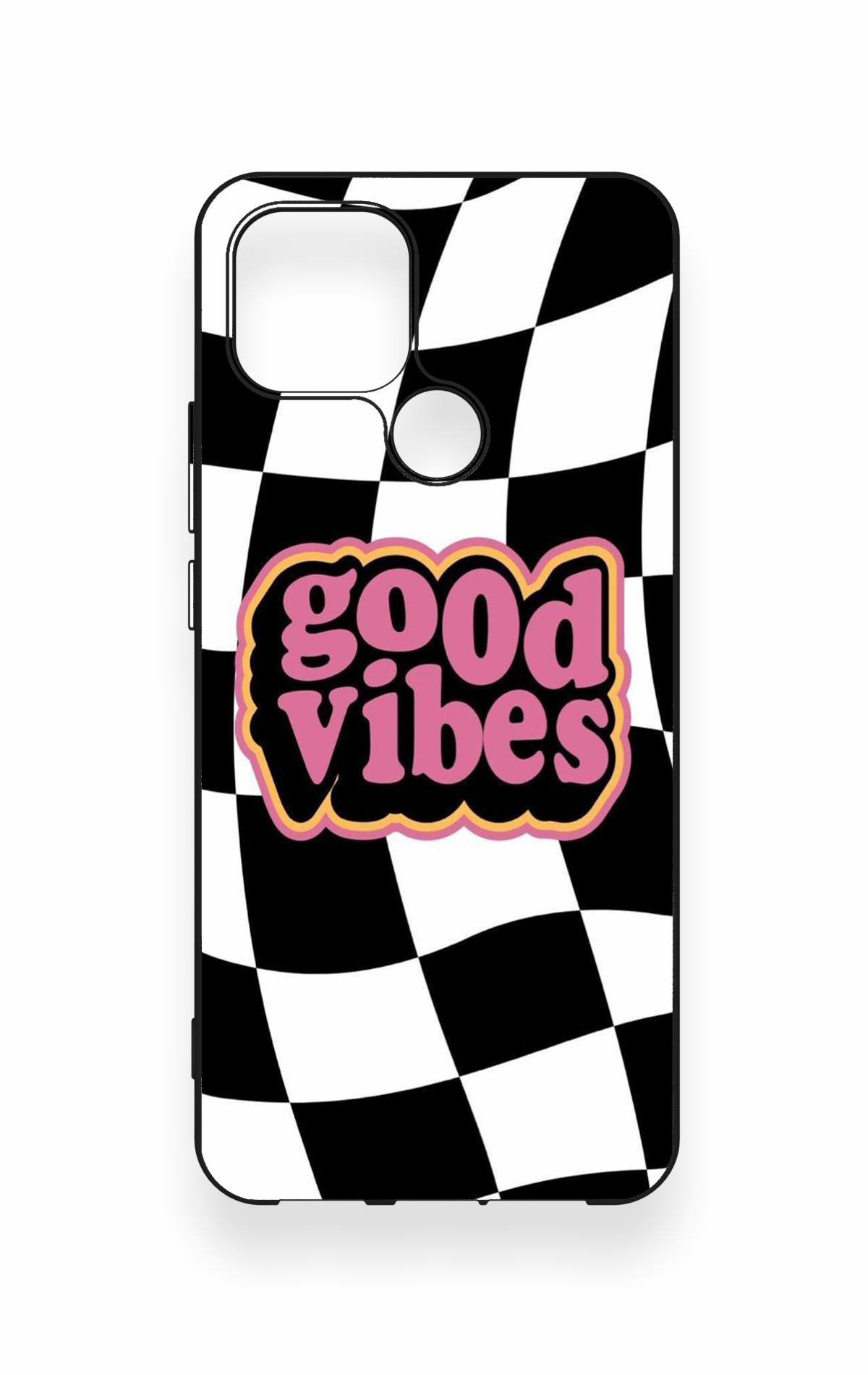 Oppo A15 Uyumlu Black Good Vibes Desenli Silikon Kılıf