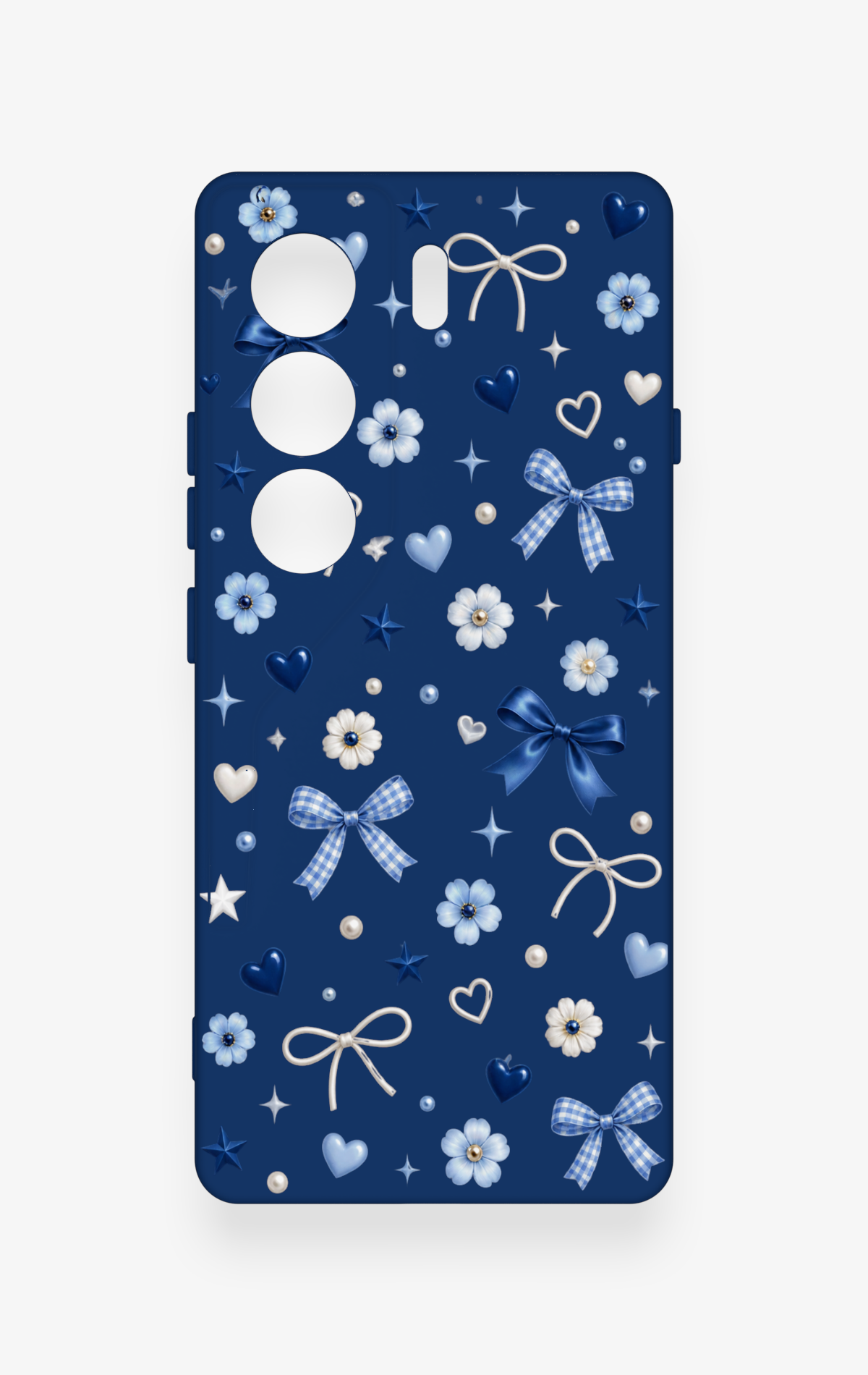 Tecno Camon 40 4G Uyumlu Mavi Papatya Fiyonk Desenli Silikon Kılıf