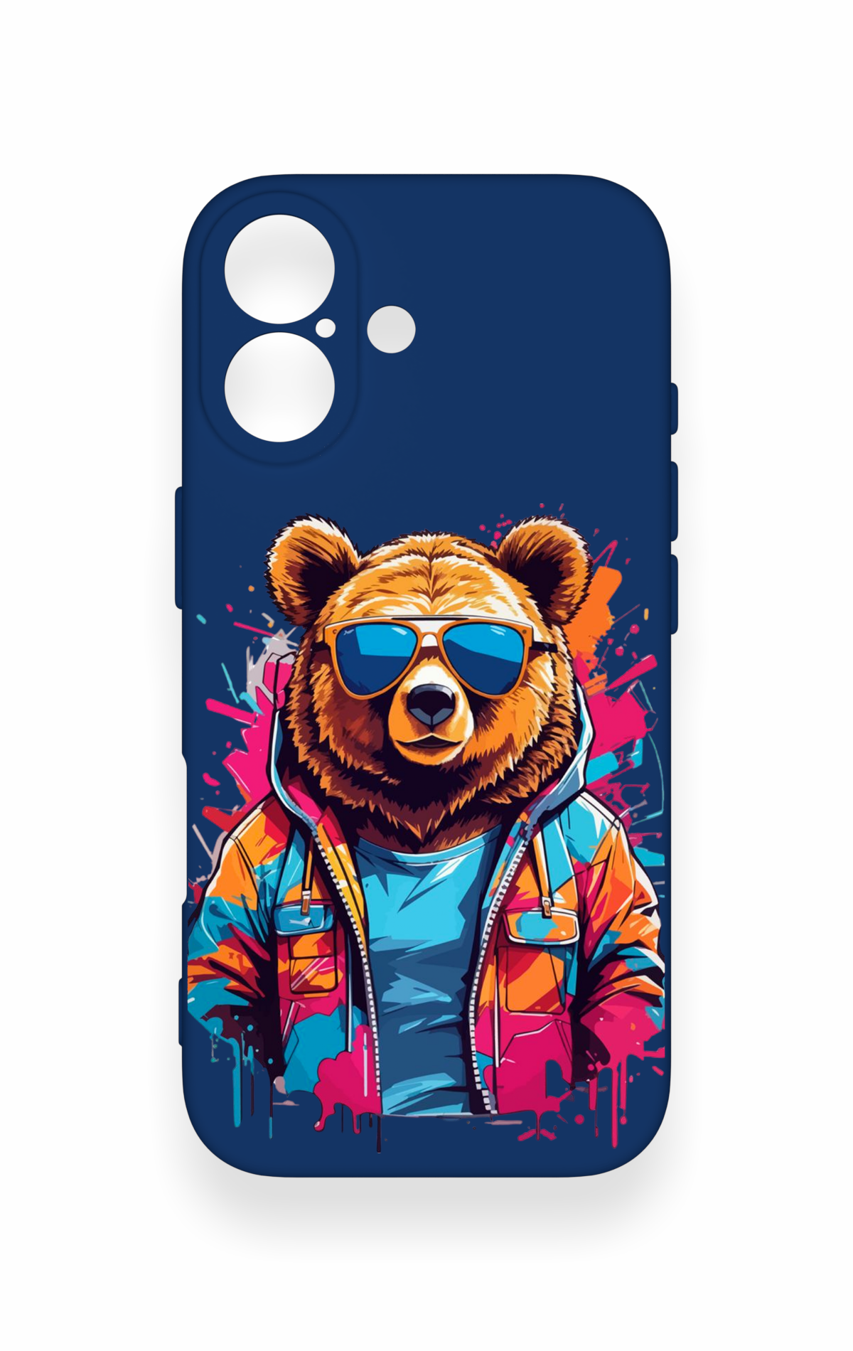 iPhone 17 Uyumlu Gözlüklü Ayı Desenli Silikon Kılıf