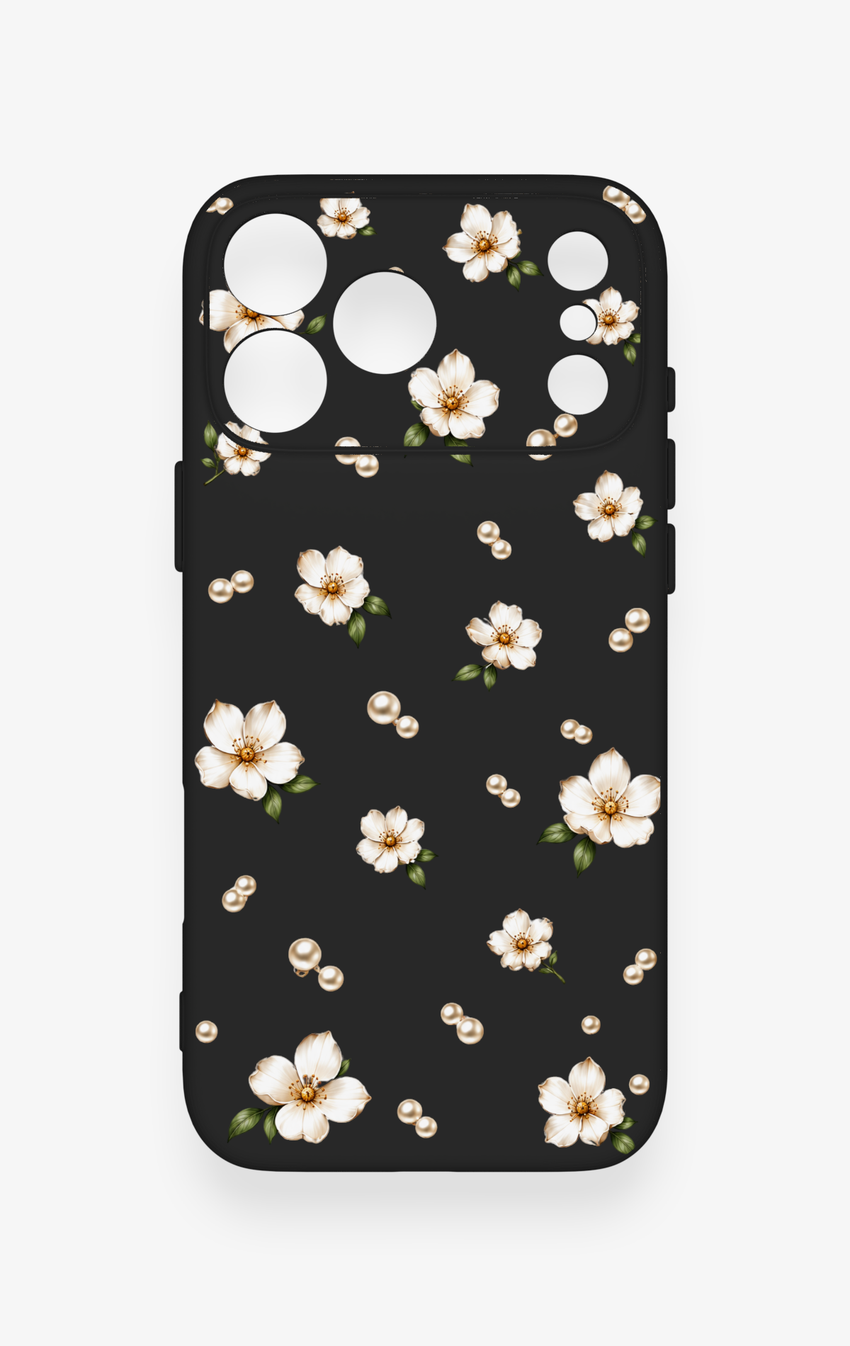 iPhone 17 Pro Max Uyumlu İnci Papatya Desenli Silikon Kılıf
