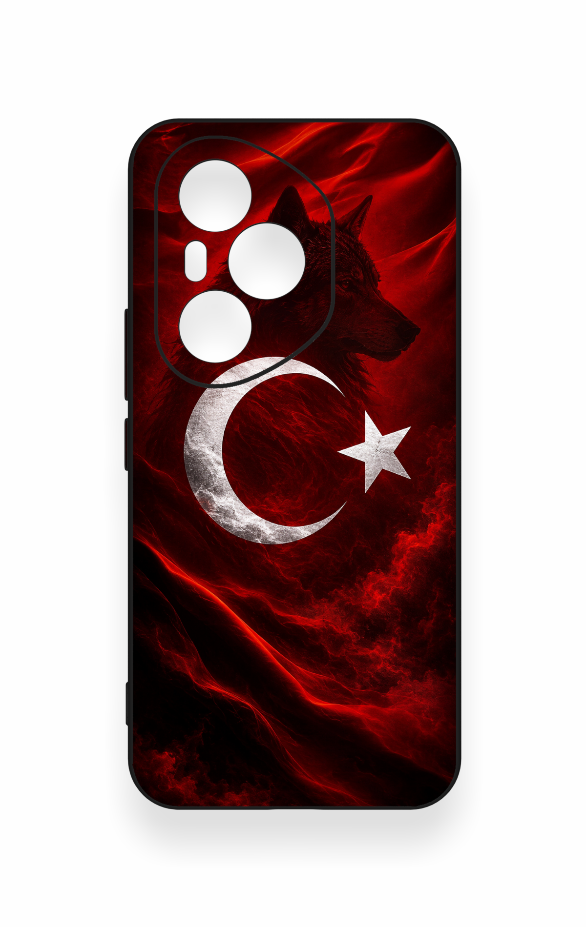 Honor 400 Pro Uyumlu Kurt Türk Bayrağı Desenli Silikon Kılıf