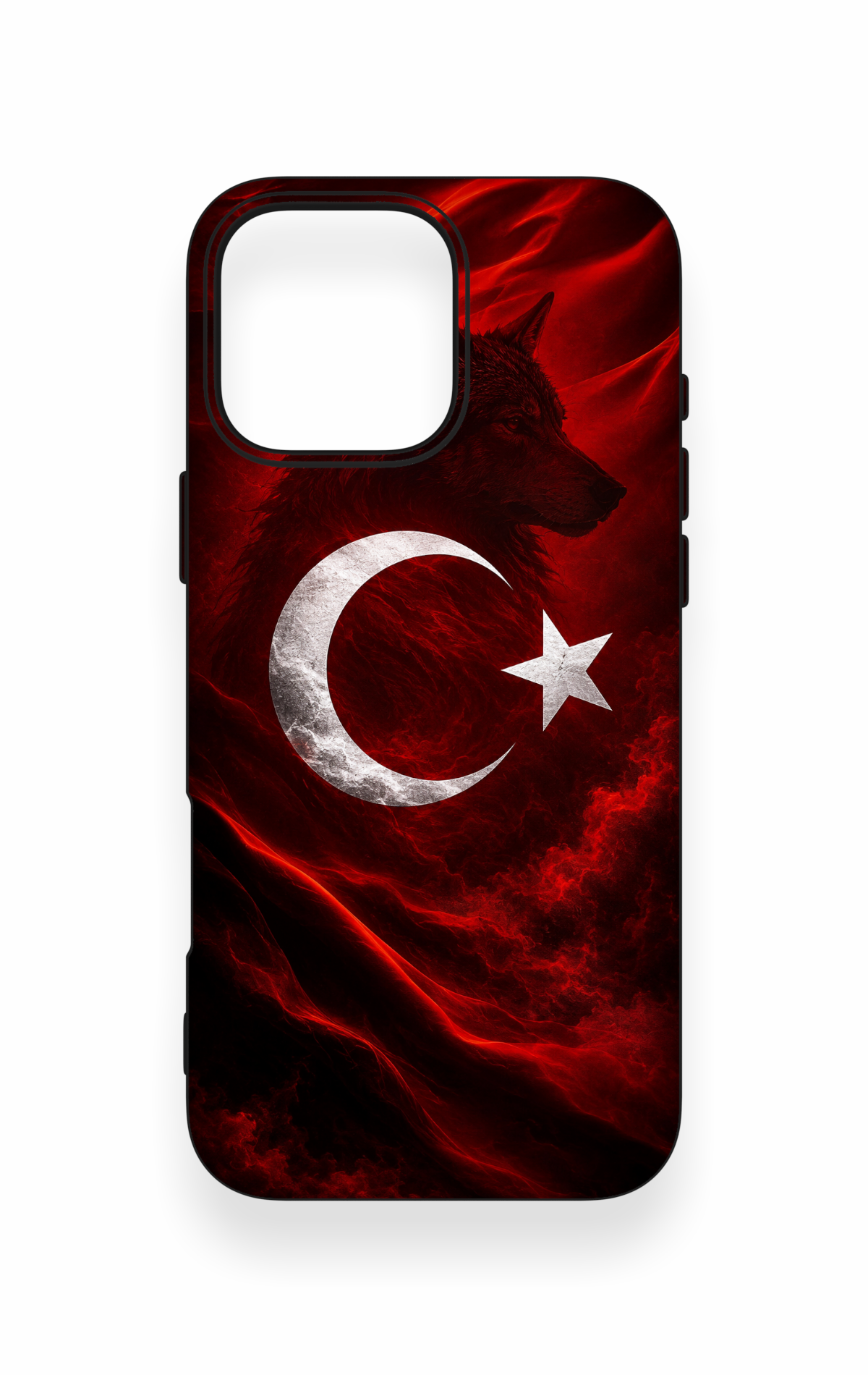 iPhone 16 Pro Max Uyumlu Kurt Türk Bayrağı Desenli Silikon Kılıf