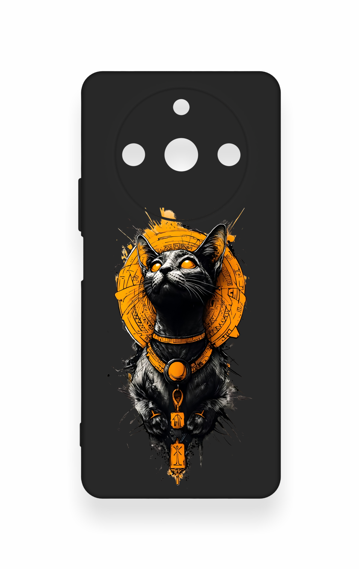 Realme 11 Pro Uyumlu Mısırlı Kedi Tanrısı Desenli Silikon Kılıf
