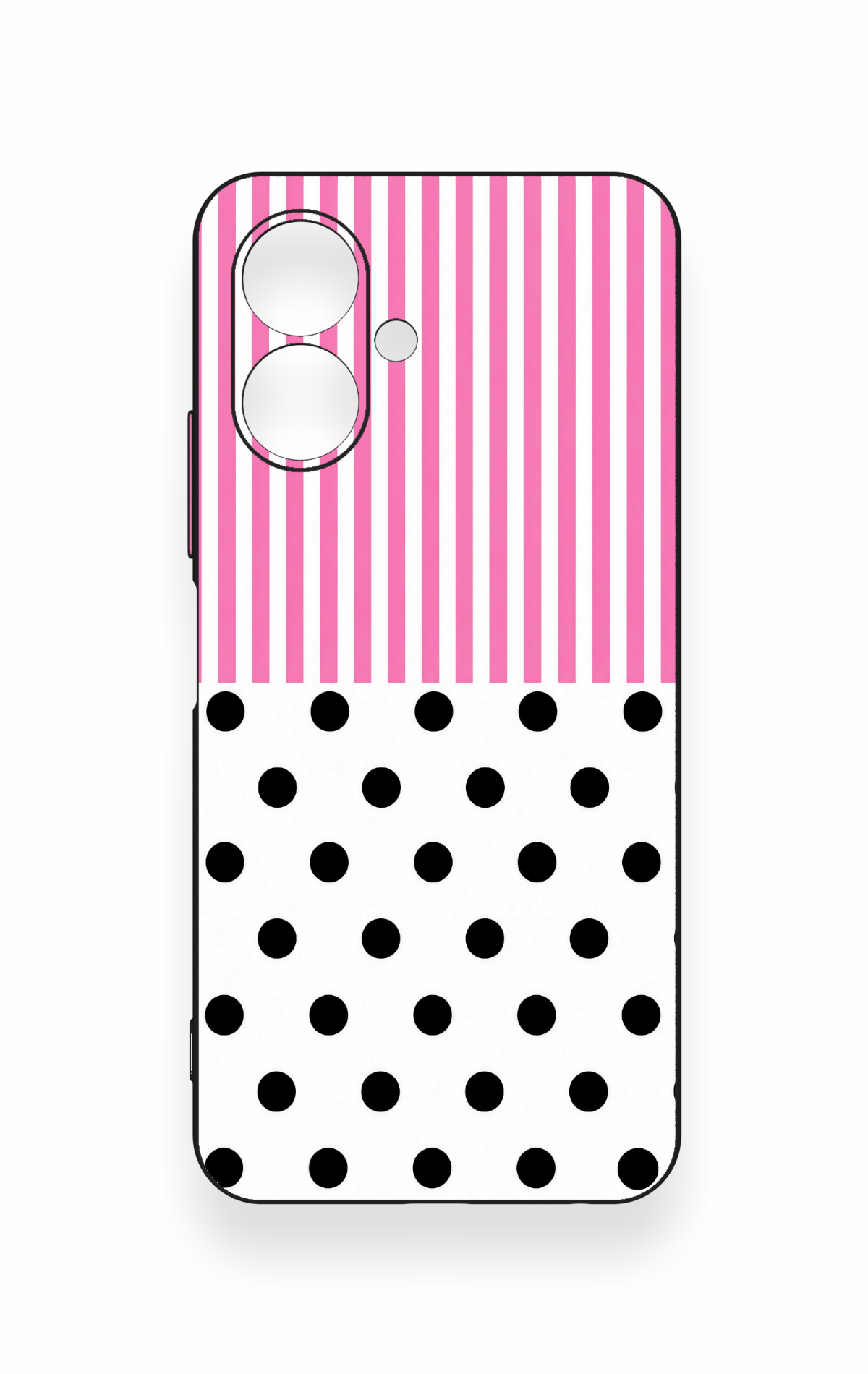 Tecno Spark Go 2 Uyumlu Pembe Çizgili Puantiye Desenli Silikon Kılıf
