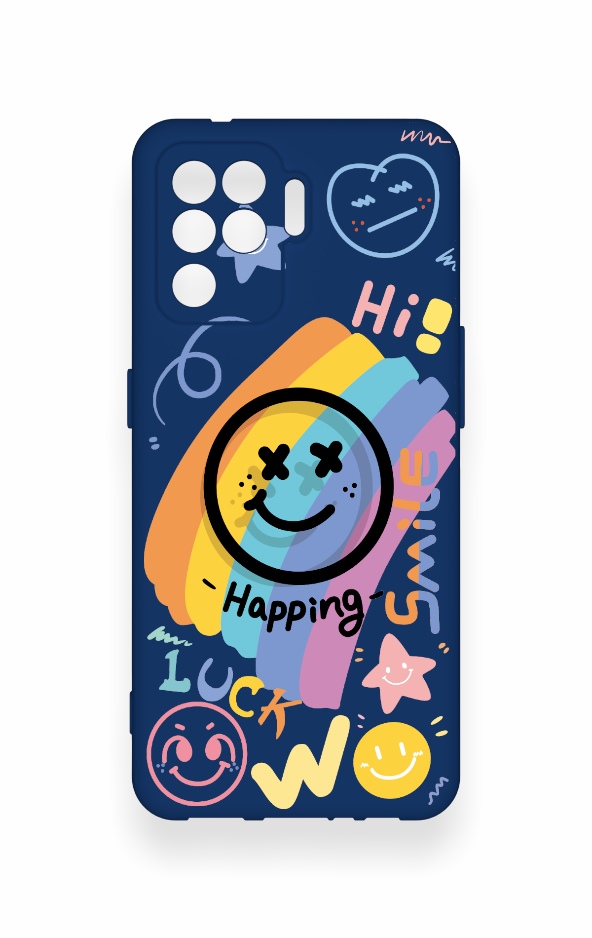 Oppo Reno 5 Lite Uyumlu Happing Smile Desenli Silikon Kılıf