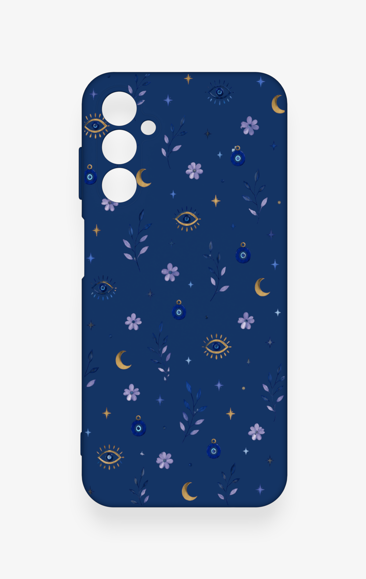 Samsung M14 Uyumlu Mavi Nazar Papatya Desenli Silikon Kılıf