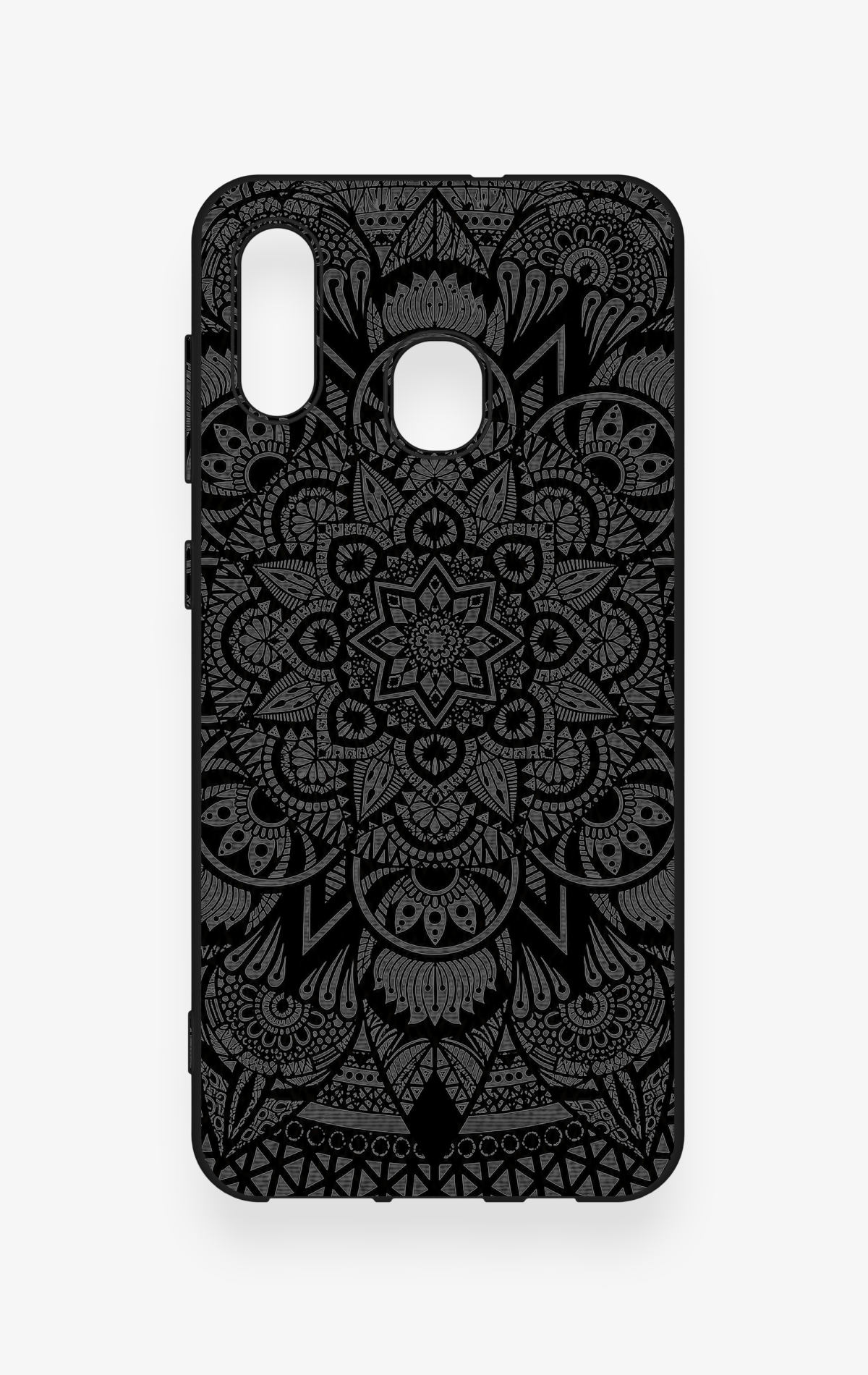 Samsung A20-A30 Uyumlu Siyah Beyaz Mandala Desenli Silikon Kılıf