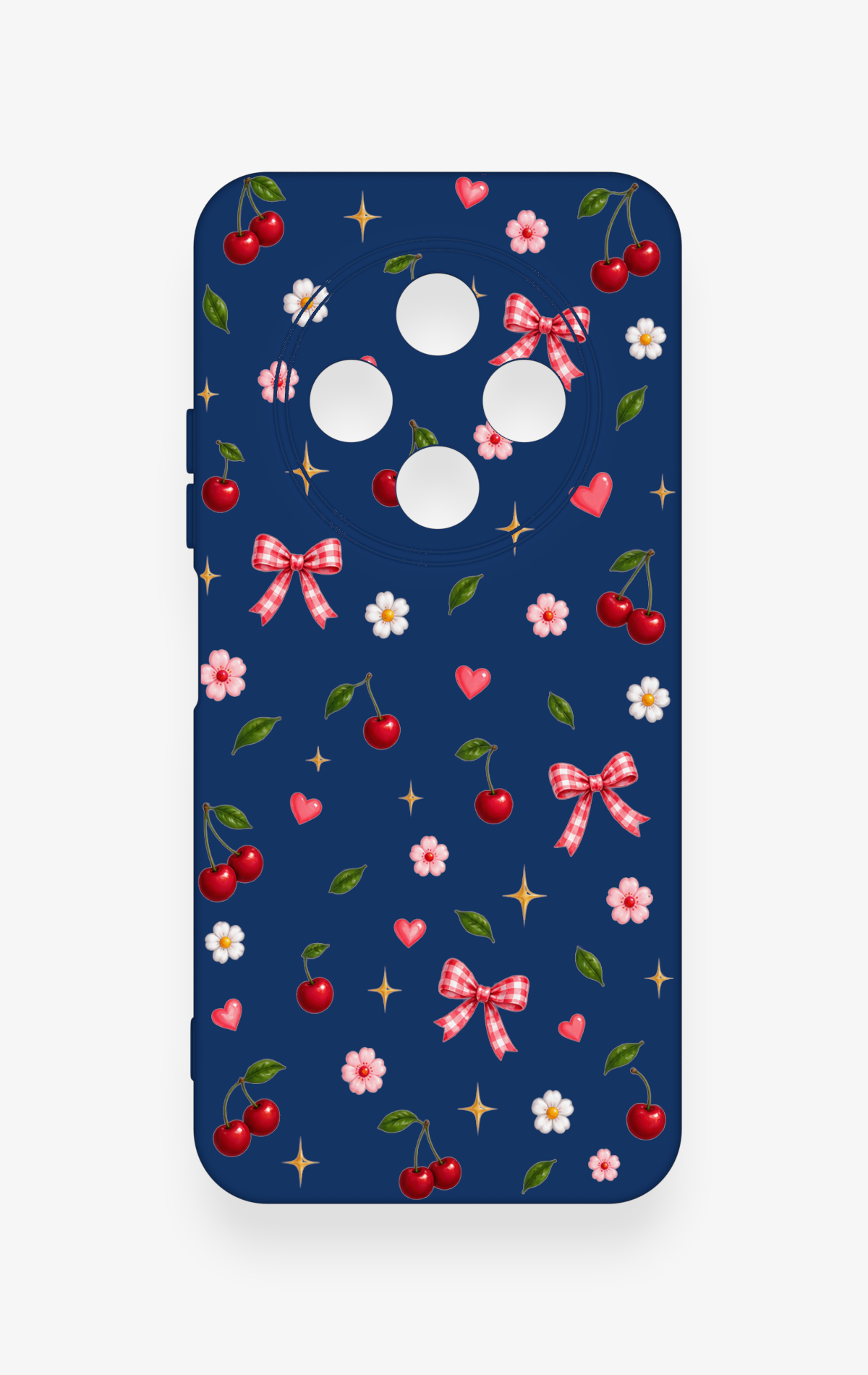 Tecno Spark 30C Uyumlu Çiçek Kiraz Fiyonk Desenli Silikon Kılıf