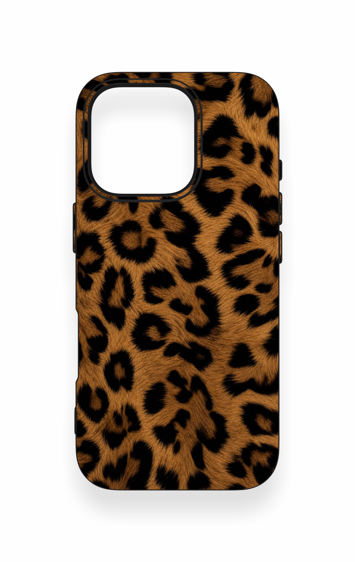 iPhone 16 Pro Uyumlu Koyu Leopar Deri Desenli Silikon Kılıf