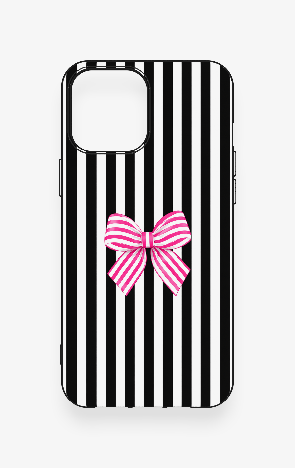 iPhone 12 Pro Max Uyumlu Pembe Beyaz Kurdele Desenli Silikon Kılıf