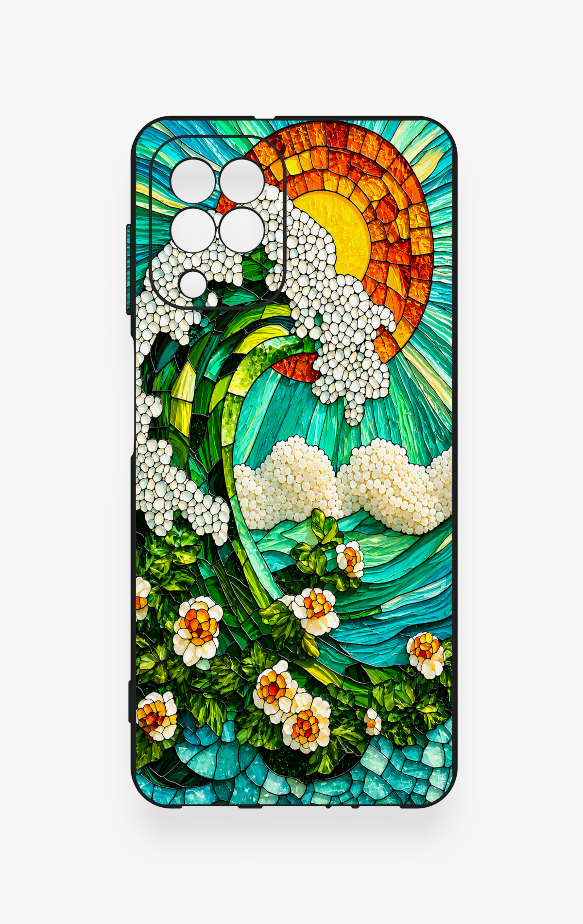 Samsung A22 Uyumlu Mozaik Okyanus Dalgası Desenli Silikon Kılıf
