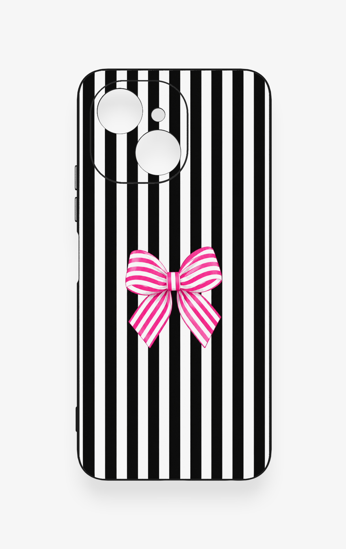 Tecno Spark 40C Uyumlu Pembe Beyaz Kurdele Desenli Silikon Kılıf