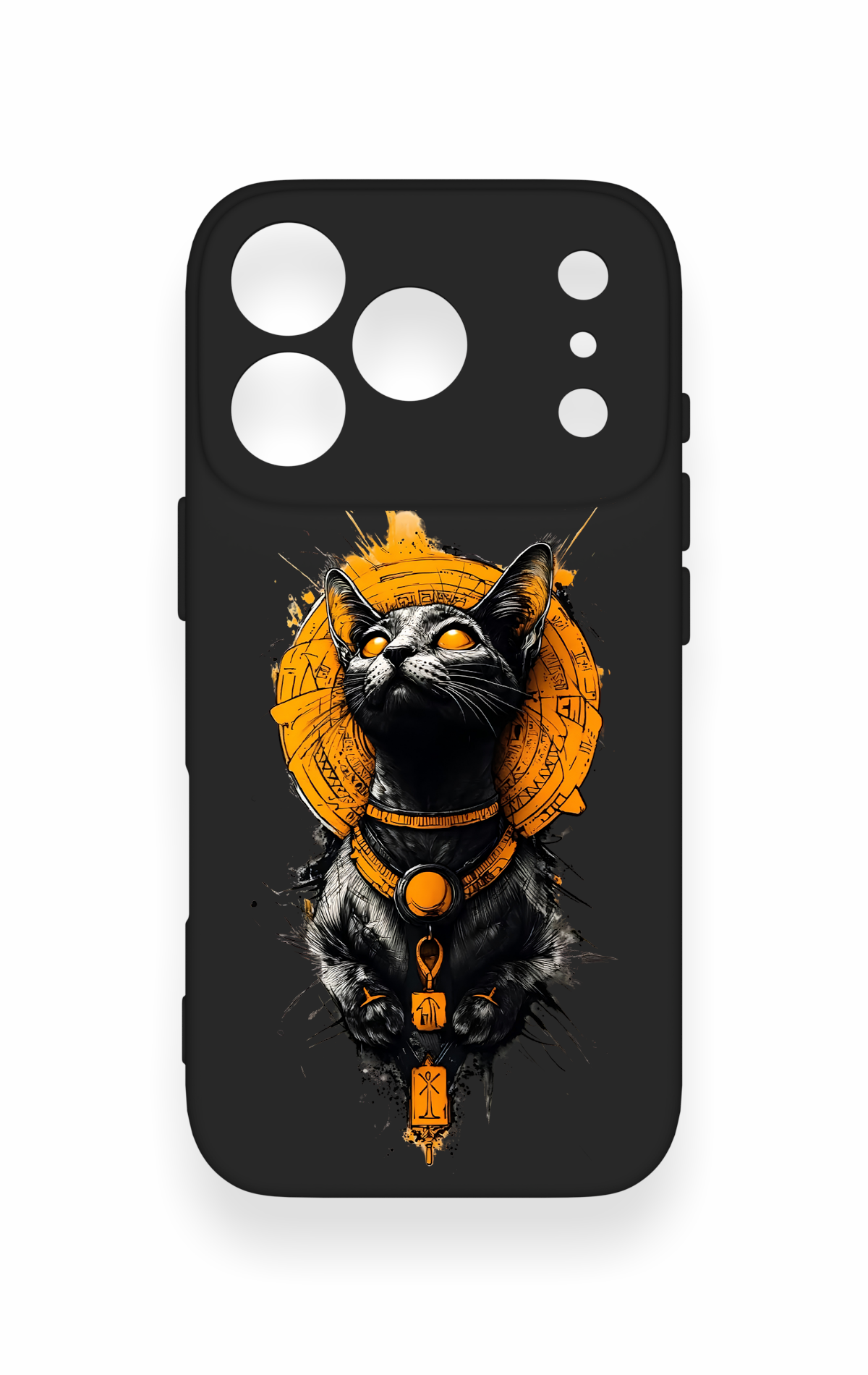 iPhone 17 Pro Uyumlu Mısırlı Kedi Tanrısı Desenli Silikon Kılıf