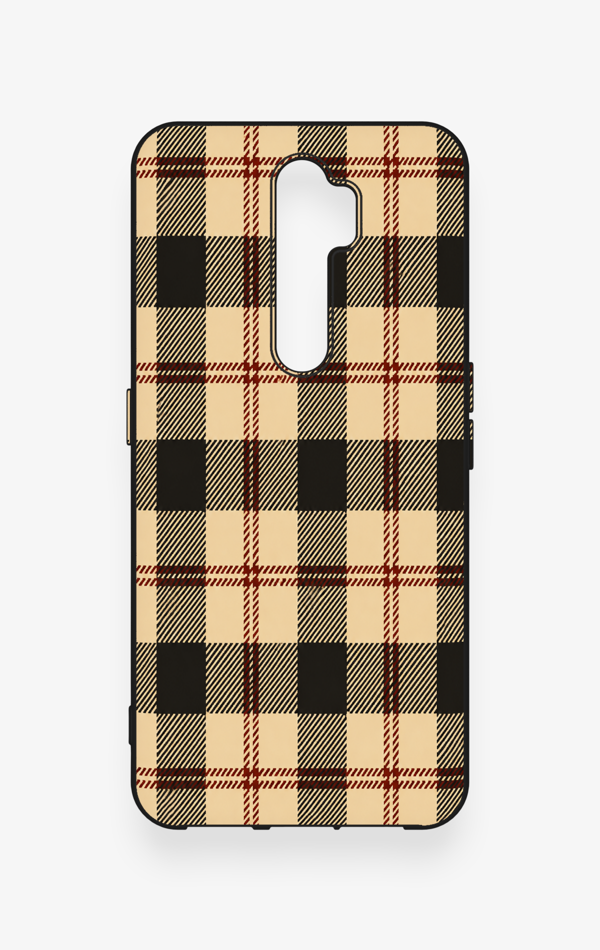Oppo A5 2020 Uyumlu Krem Ekose Desenli Silikon Kılıf