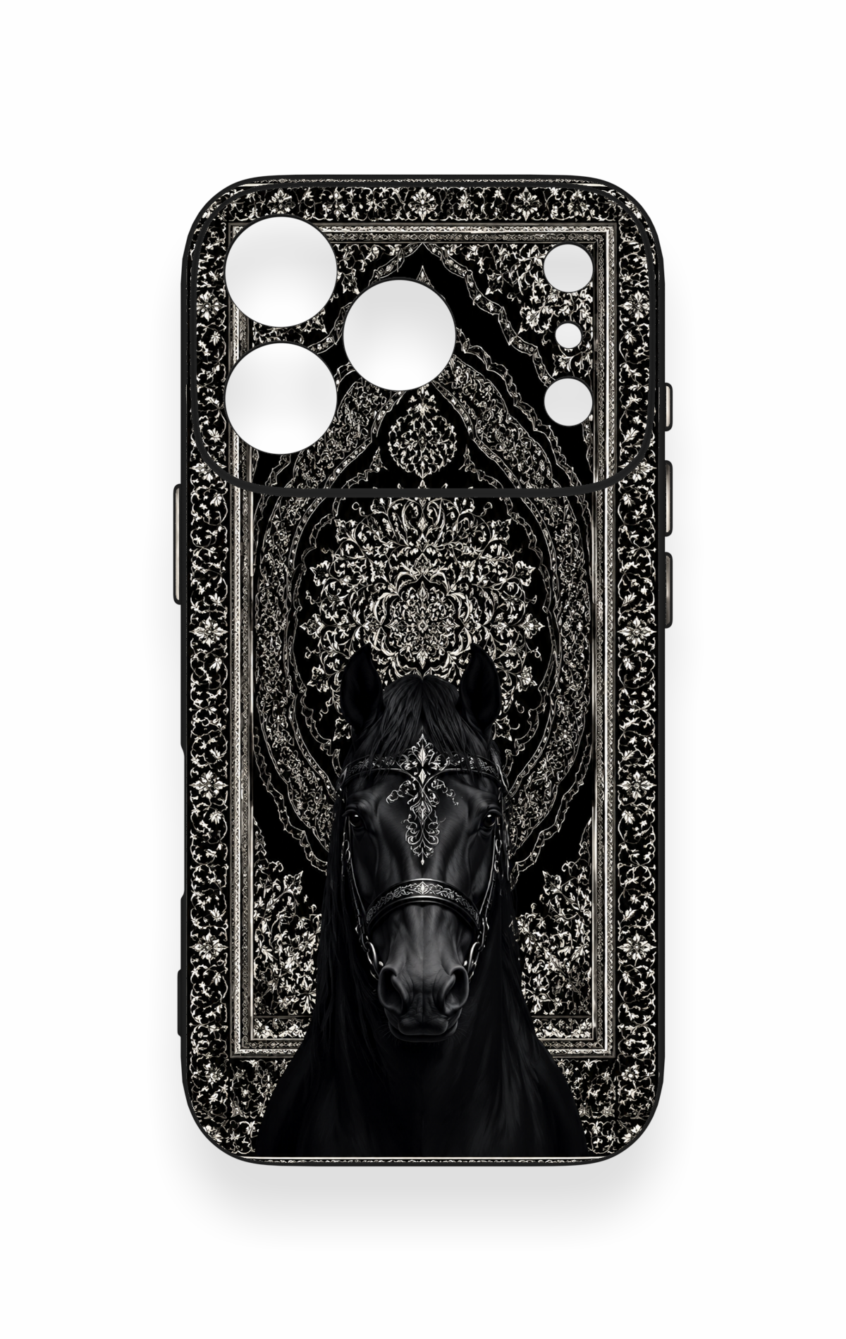 iPhone 17 Pro Uyumlu Etnik At Figürü Desenli Silikon Kılıf