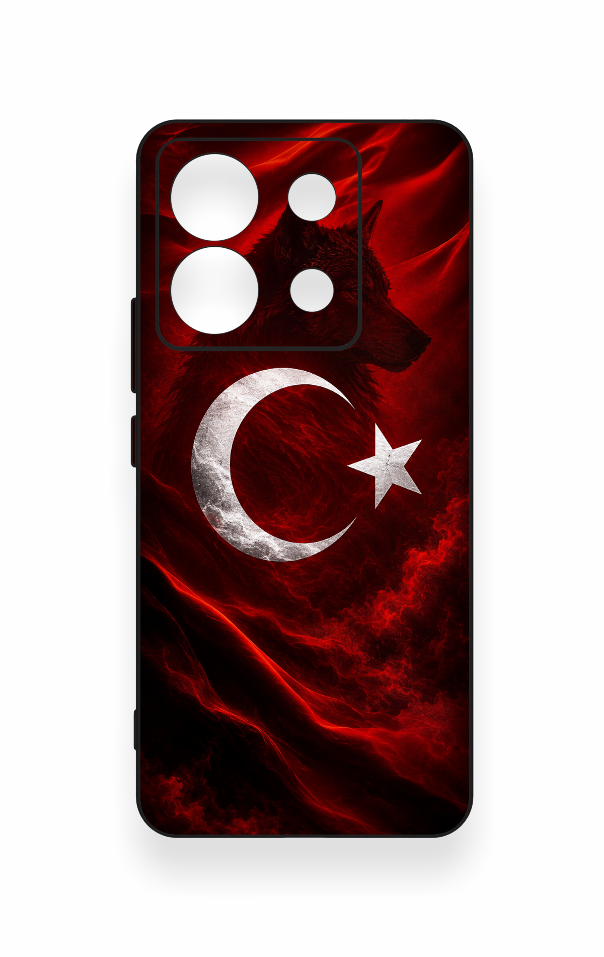 Redmi Note 13 Pro 5G Uyumlu Kurt Türk Bayrağı Desenli Silikon Kılıf