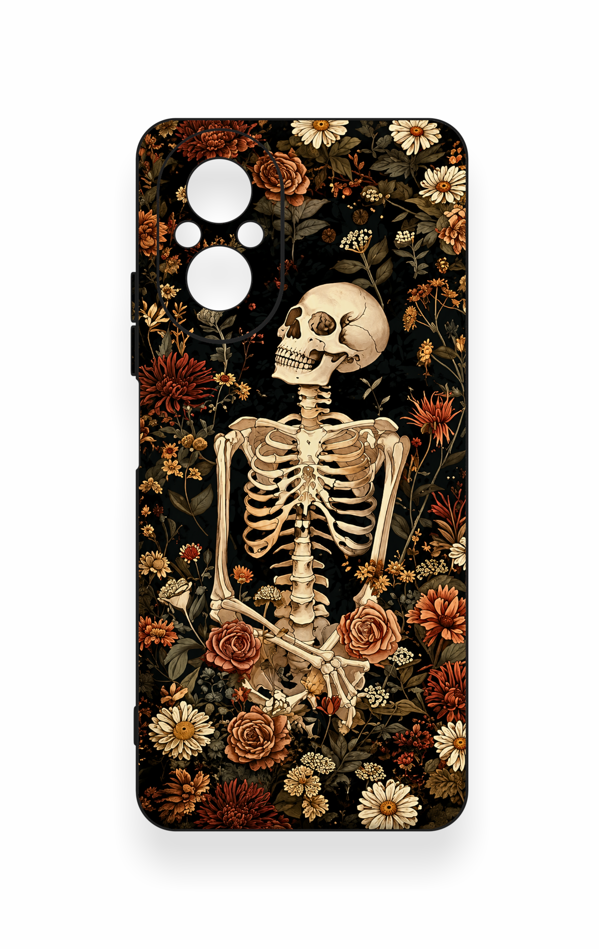 Realme 12 Lite Uyumlu Çiçek İskelet Desenli Silikon Kılıf
