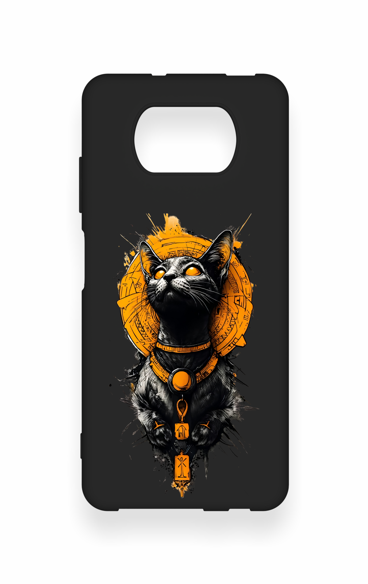 Poco X3 Uyumlu Mısırlı Kedi Tanrısı Desenli Silikon Kılıf