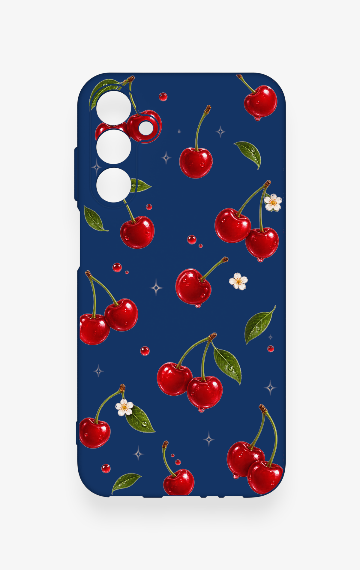 Samsung A15 Uyumlu Kiraz Papatya Desenli Silikon Kılıf