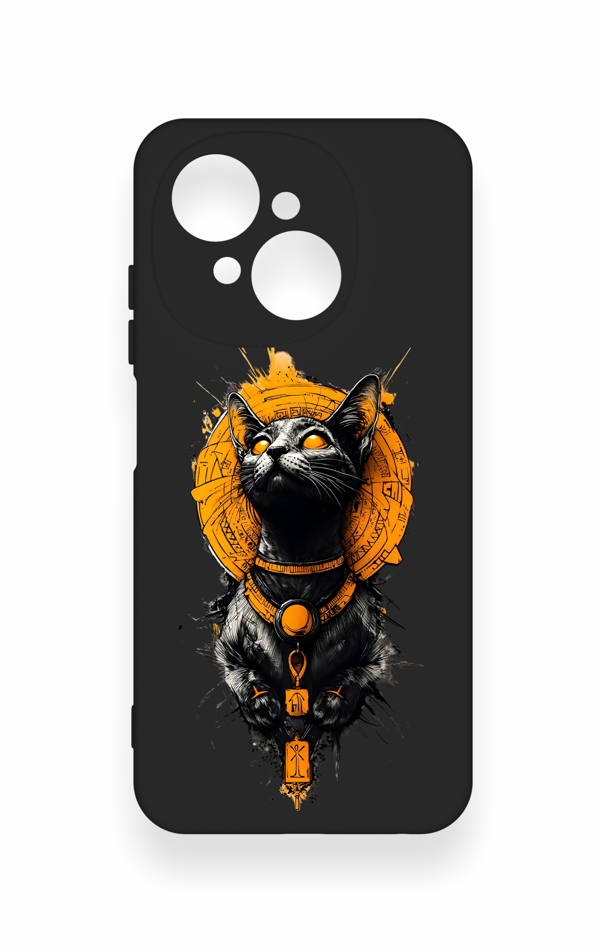 Tecno Spark Go1 Uyumlu Mısırlı Kedi Tanrısı Desenli Silikon Kılıf