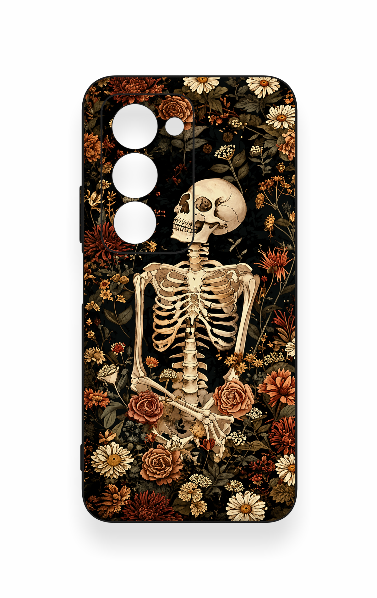 Redmi 15 5G Uyumlu Çiçek İskelet Desenli Silikon Kılıf