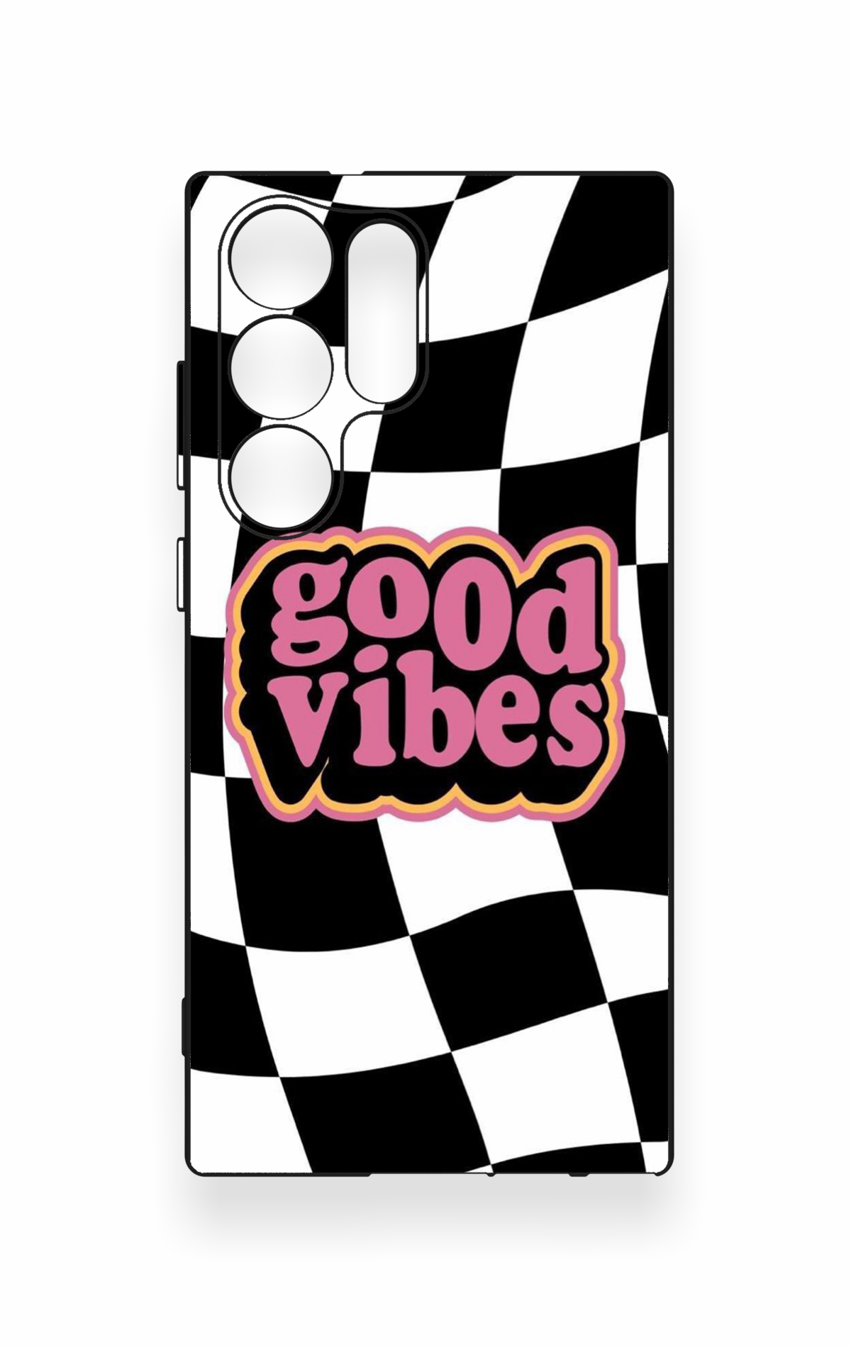 Samsung S23 Ultra Uyumlu Black Good Vibes Desenli Silikon Kılıf