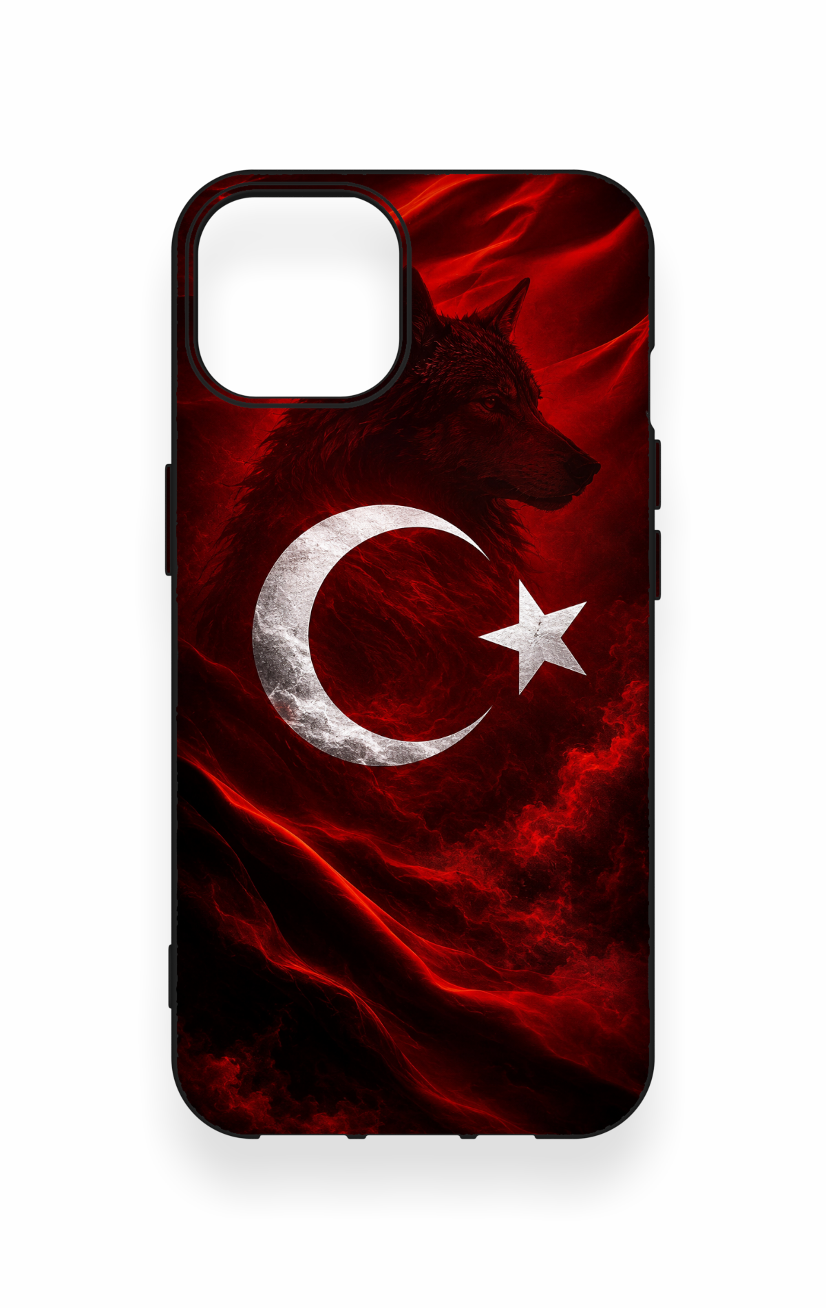 iPhone 13 Uyumlu Kurt Türk Bayrağı Desenli Silikon Kılıf
