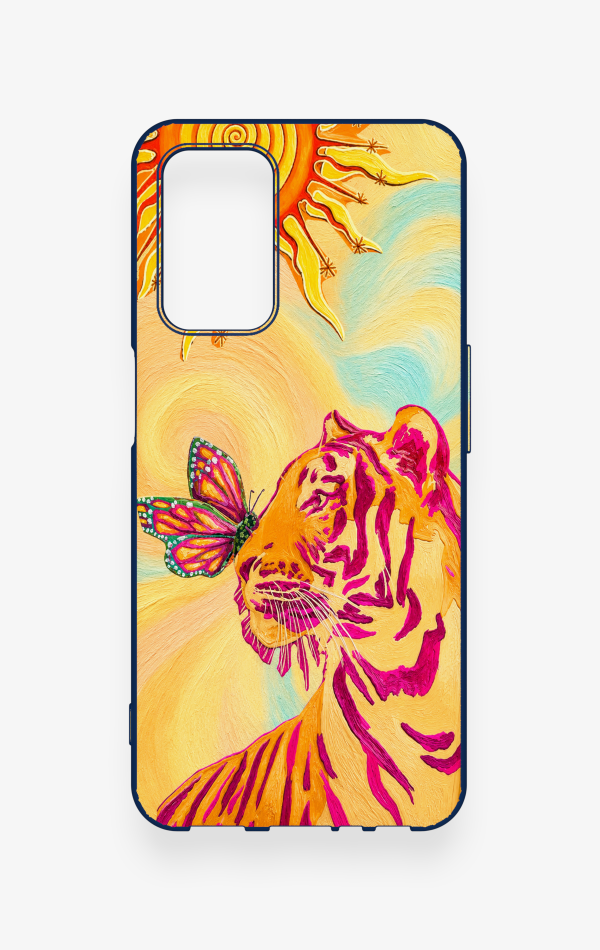 Oppo A55 Uyumlu Güneşin Kaplanı Desenli Silikon Kılıf