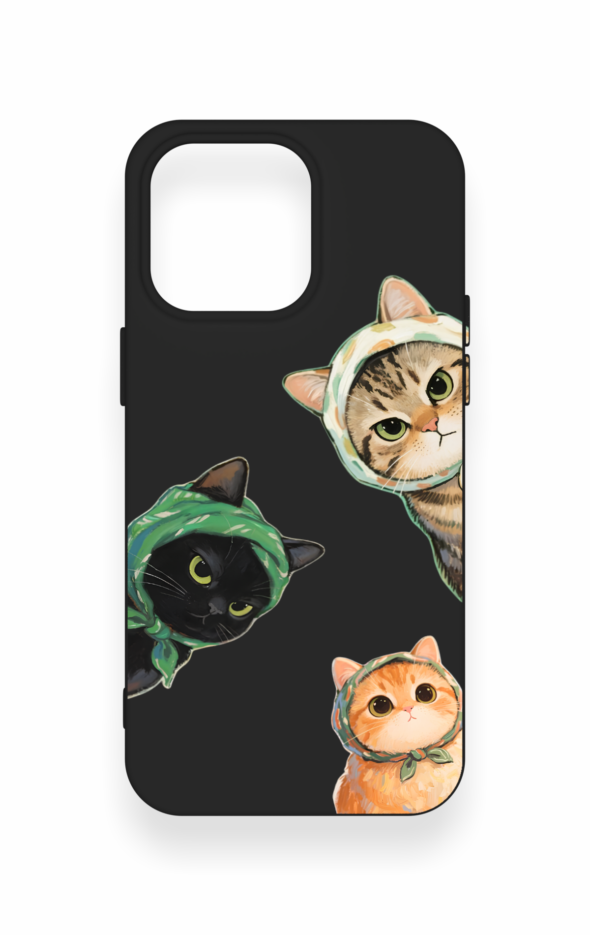 iPhone 15 Pro Max Uyumlu Kedi Ekibi Desenli Silikon Kılıf