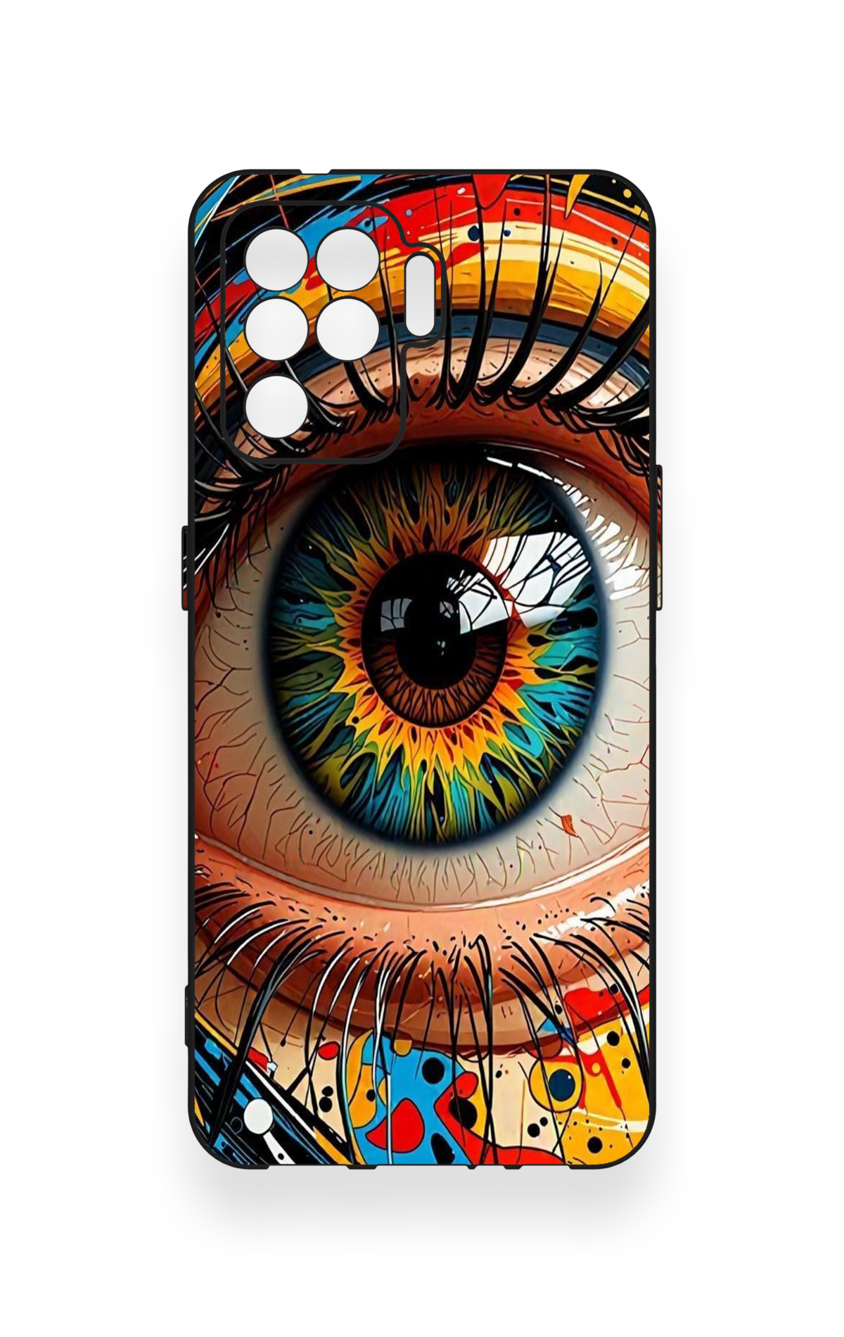 Oppo Reno 5 Lite Uyumlu Renkli Göz Bebeği Desenli Silikon Kılıf