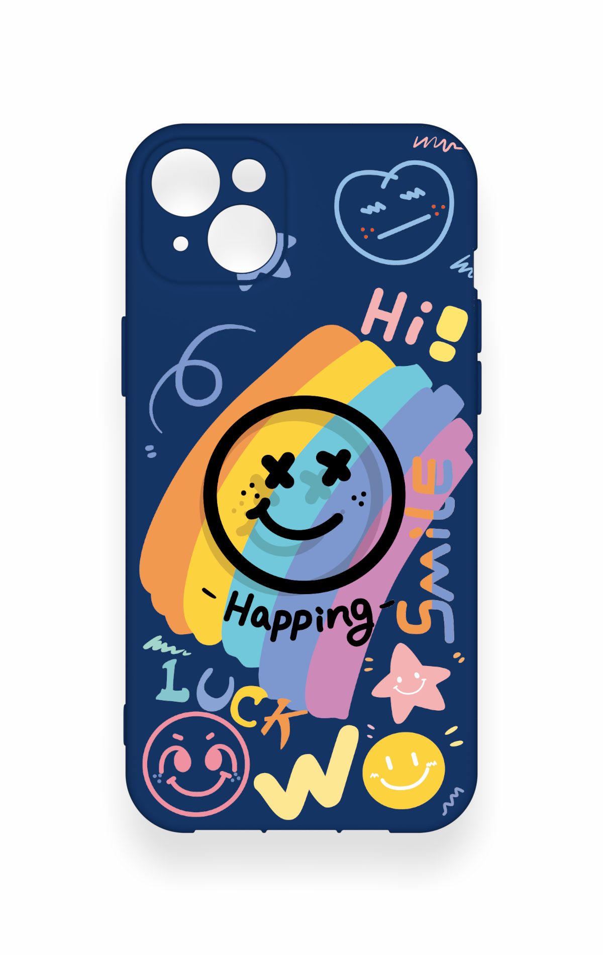 iPhone 14 Plus/15 Plus Uyumlu Happing Smile Desenli Silikon Kılıf