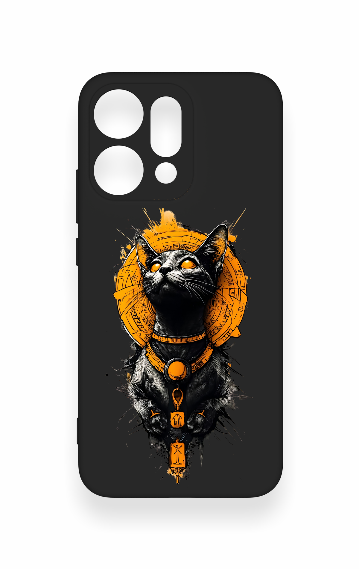 Oppo Reno 14 Uyumlu Mısırlı Kedi Tanrısı Desenli Silikon Kılıf