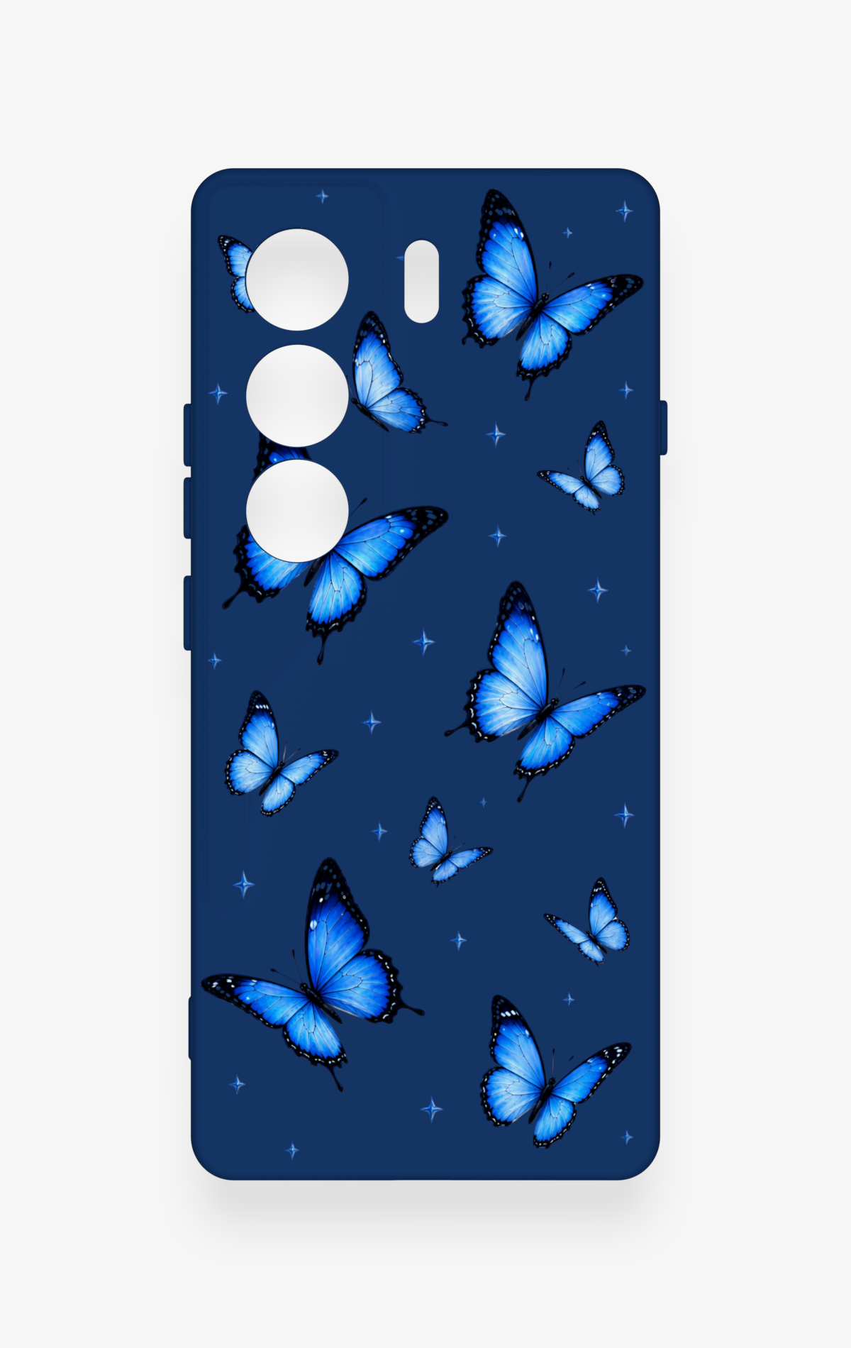 Tecno Camon 40 4G Uyumlu Parlak Mavi Kelebek Desenli Silikon Kılıf