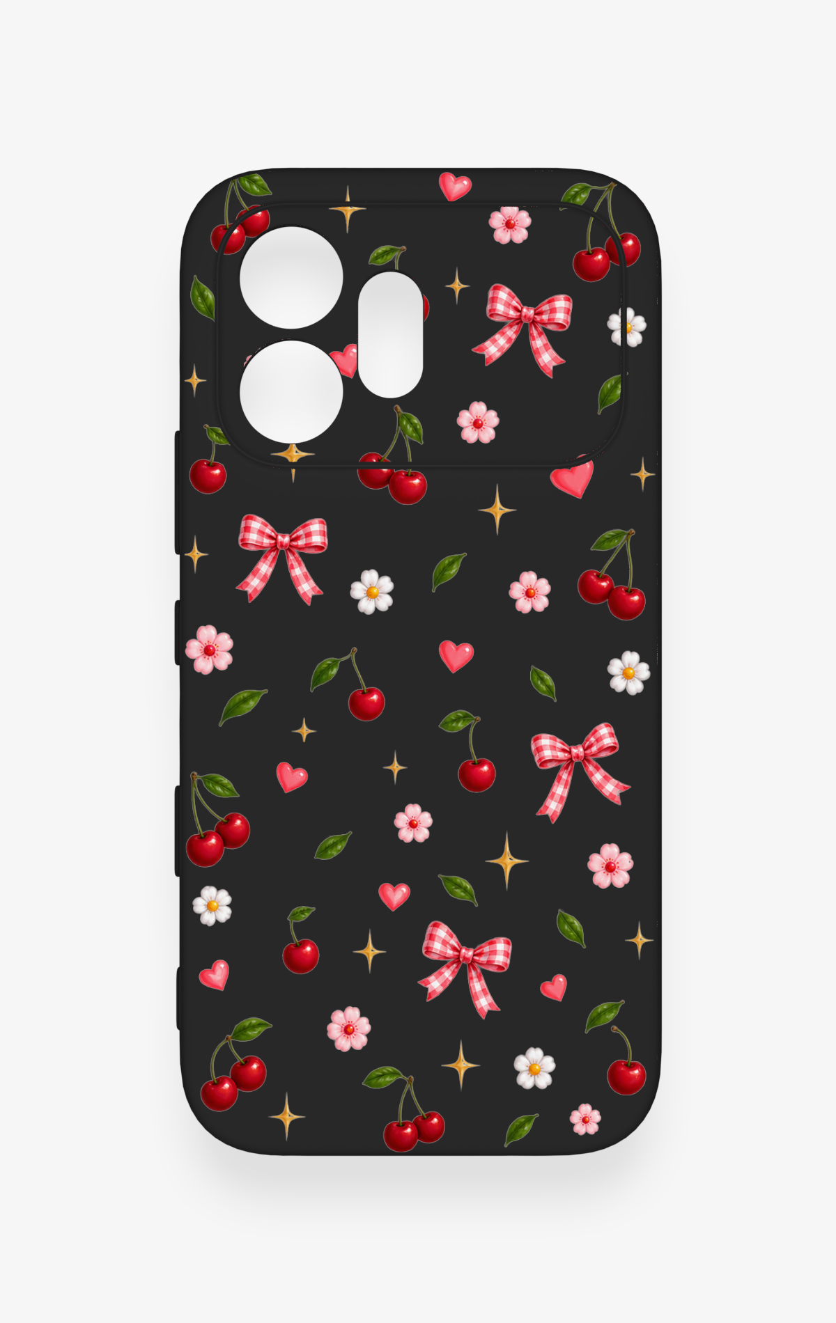 Honor 600 Uyumlu Papatya Kiraz Fiyonk Desenli Silikon Kılıf