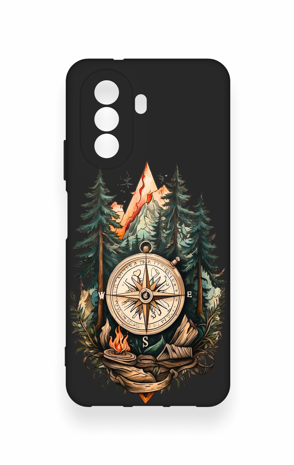 Huawei Nova Y70 Uyumlu Pusula Orman Desenli Silikon Kılıf