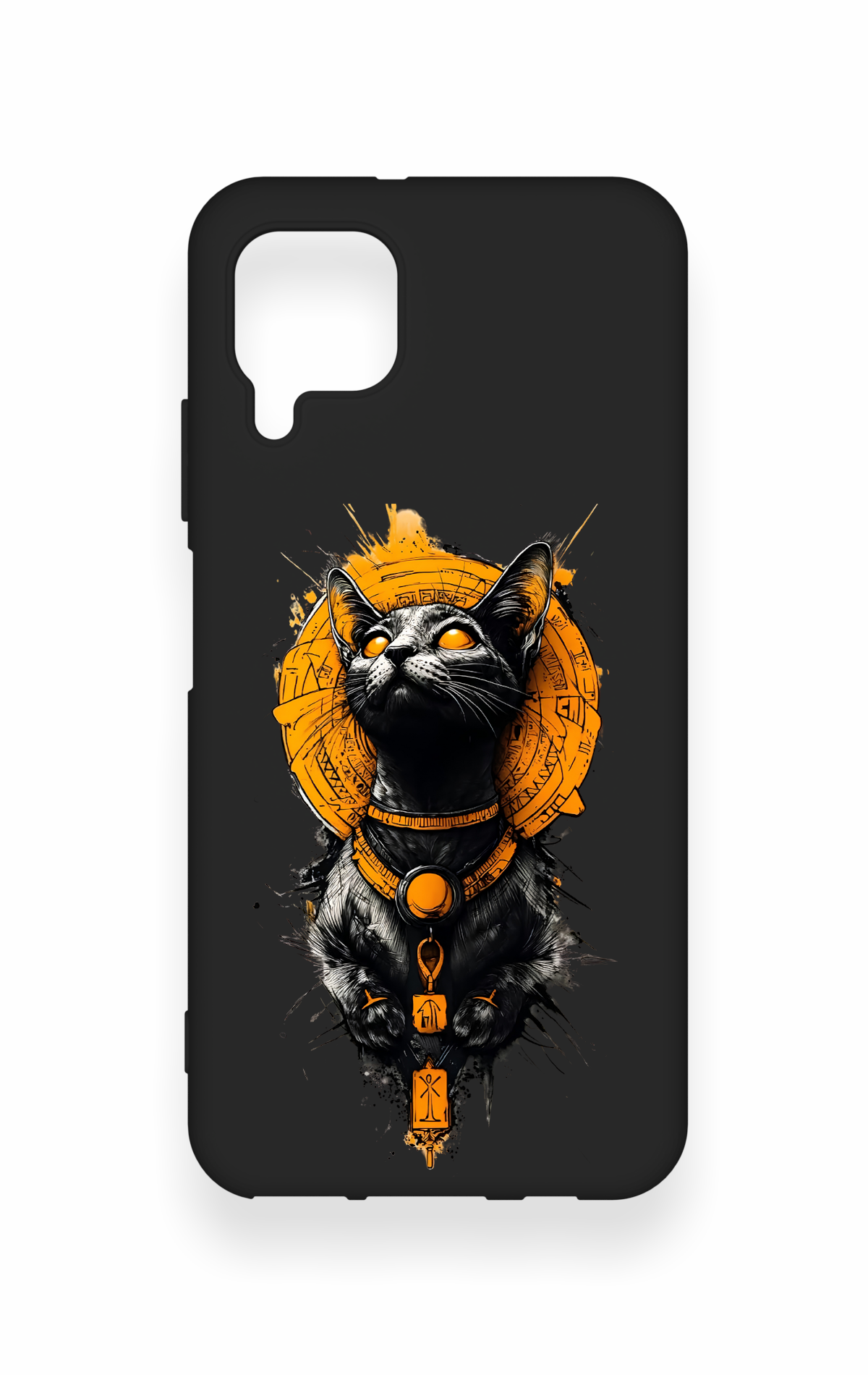 Huawei P40 Lite Uyumlu Mısırlı Kedi Tanrısı Desenli Silikon Kılıf