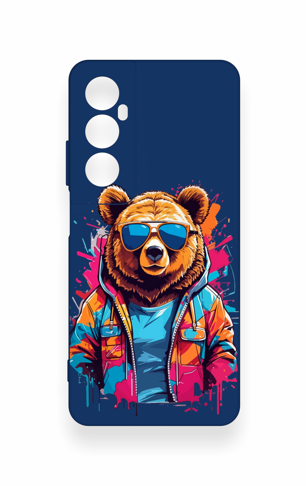Realme C65 Uyumlu Gözlüklü Ayı Desenli Silikon Kılıf