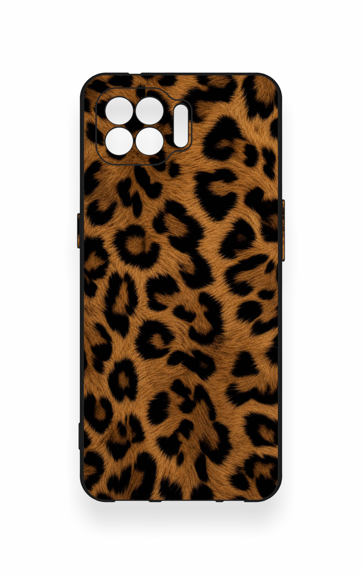 Oppo Reno 4 Lite Uyumlu Koyu Leopar Deri Desenli Silikon Kılıf