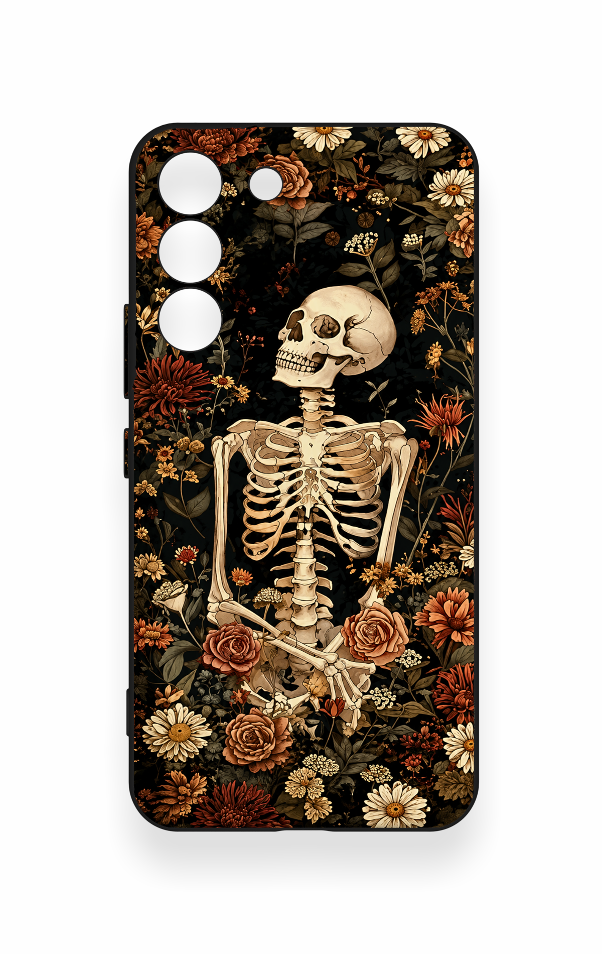 Samsung S22 Uyumlu Çiçek İskelet Desenli Silikon Kılıf