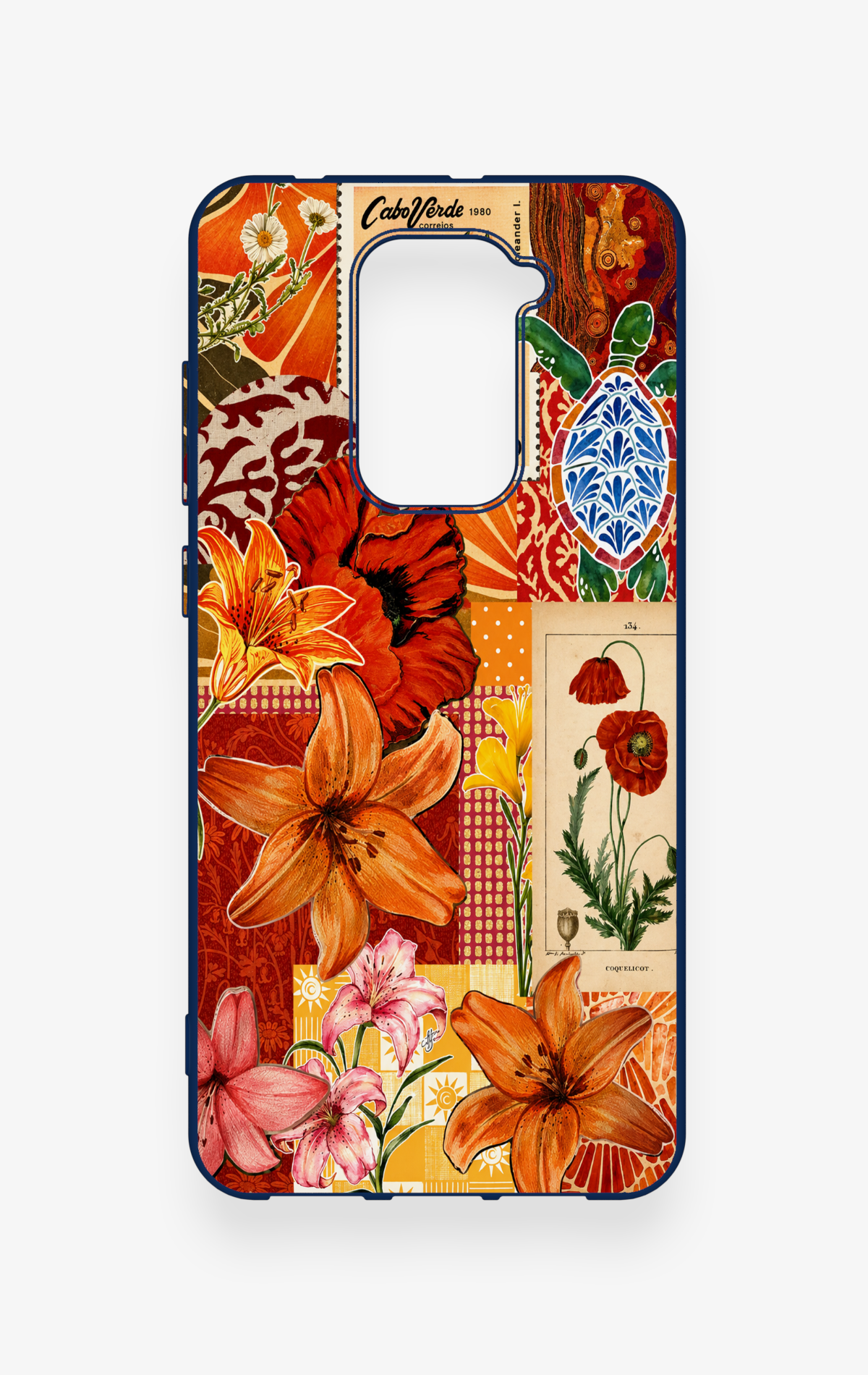Redmi Note 9 Uyumlu Turuncu Zambak Desenli Silikon Kılıf