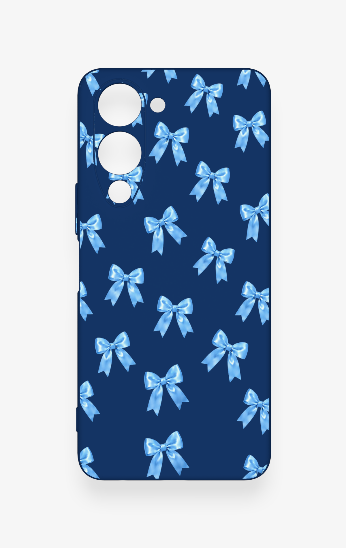 Vivo Y19 5G Uyumlu Mavi Fiyonk Kurdele Desenli Silikon Kılıf