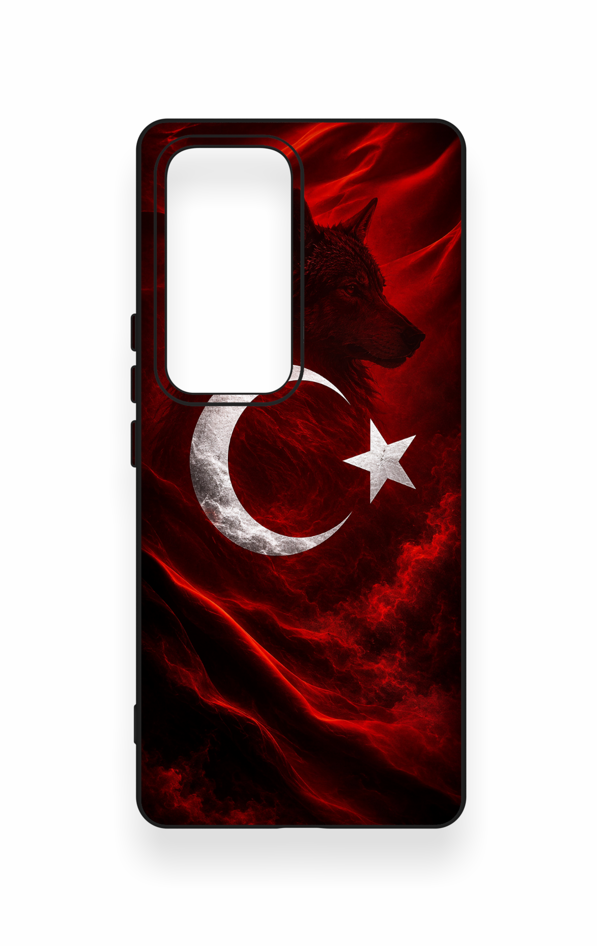 Vivo V30 Uyumlu Kurt Türk Bayrağı Desenli Silikon Kılıf