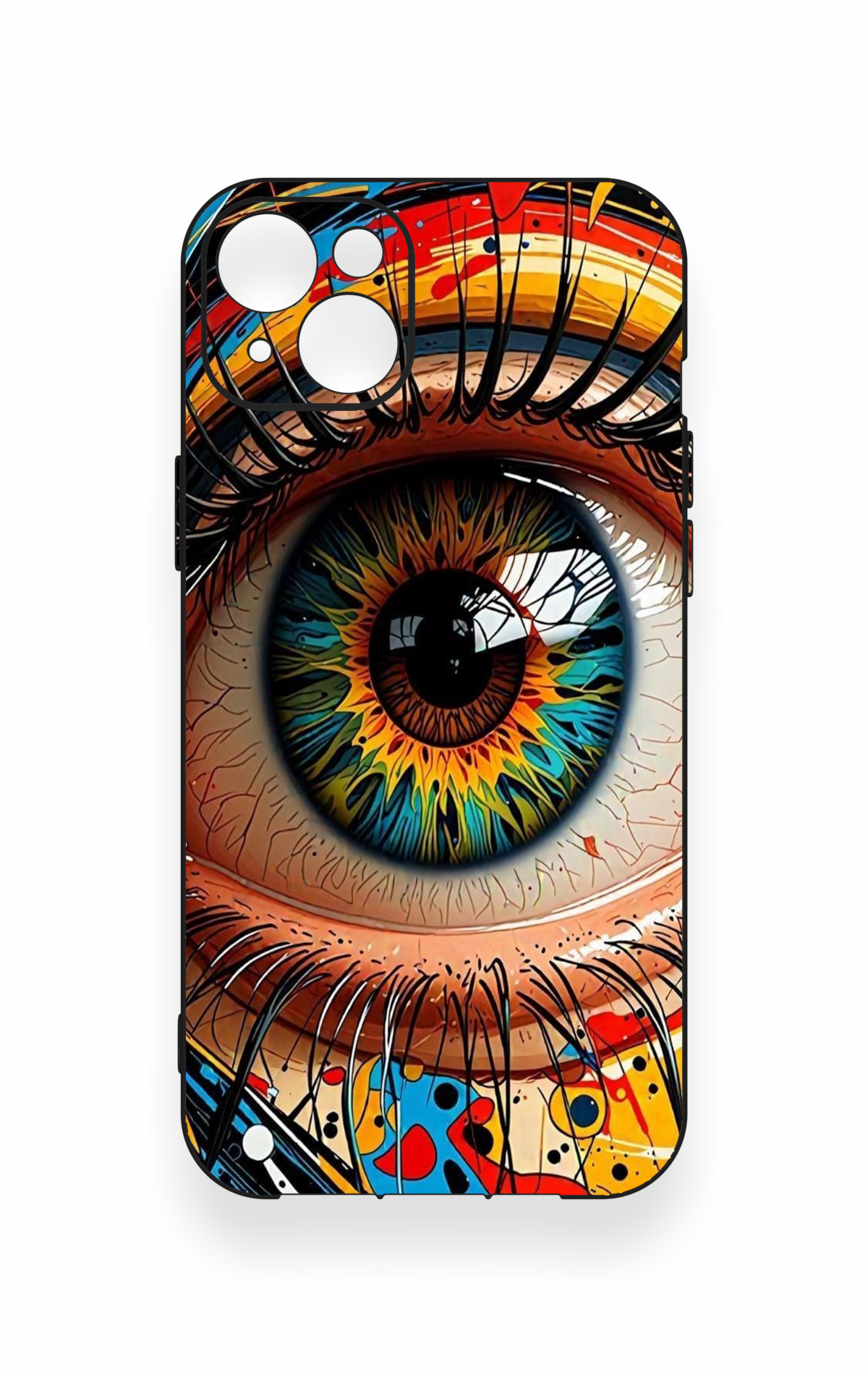 iPhone 14 Plus/15 Plus Uyumlu Renkli Göz Bebeği Desenli Silikon Kılıf
