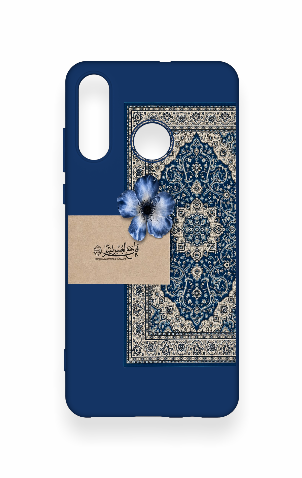 Huawei P30 Lite Uyumlu Mavi Etnik Halı Desenli Silikon Kılıf