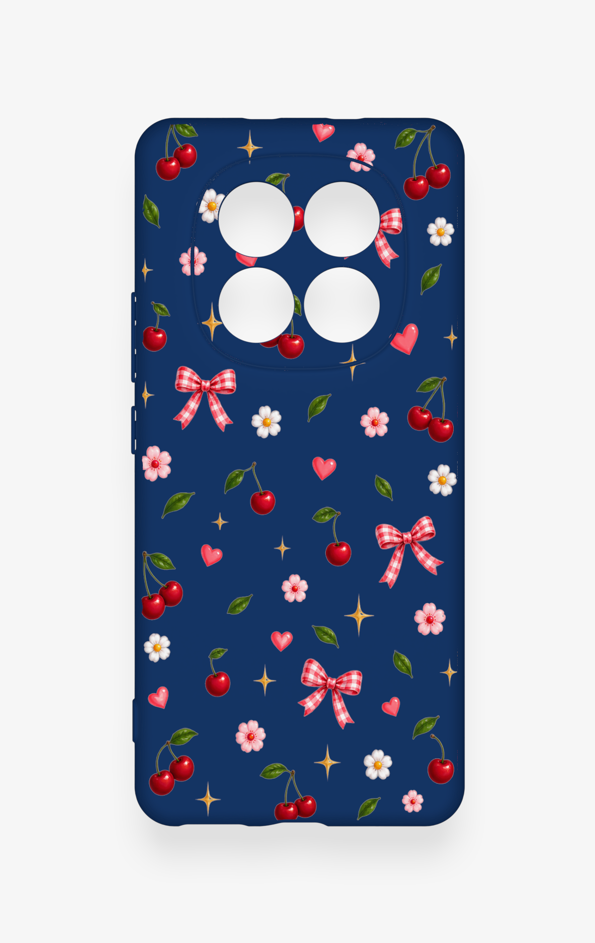 REDMİ NOTE 15 4G Uyumlu Çiçek Kiraz Fiyonk Desenli Silikon Kılıf